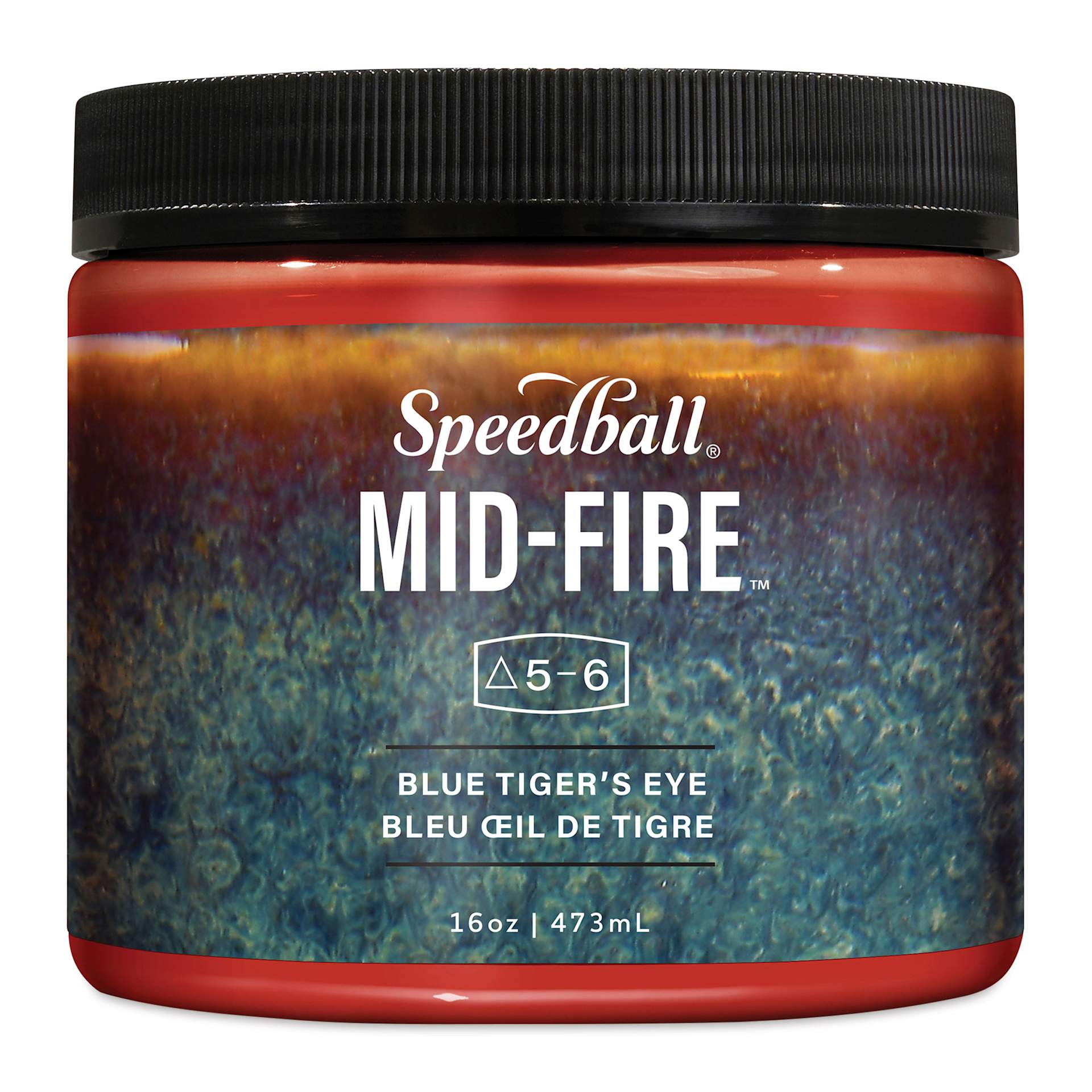 Speedball Mid-Fire Glaze - Blue Tigers Eye, 16 oz container