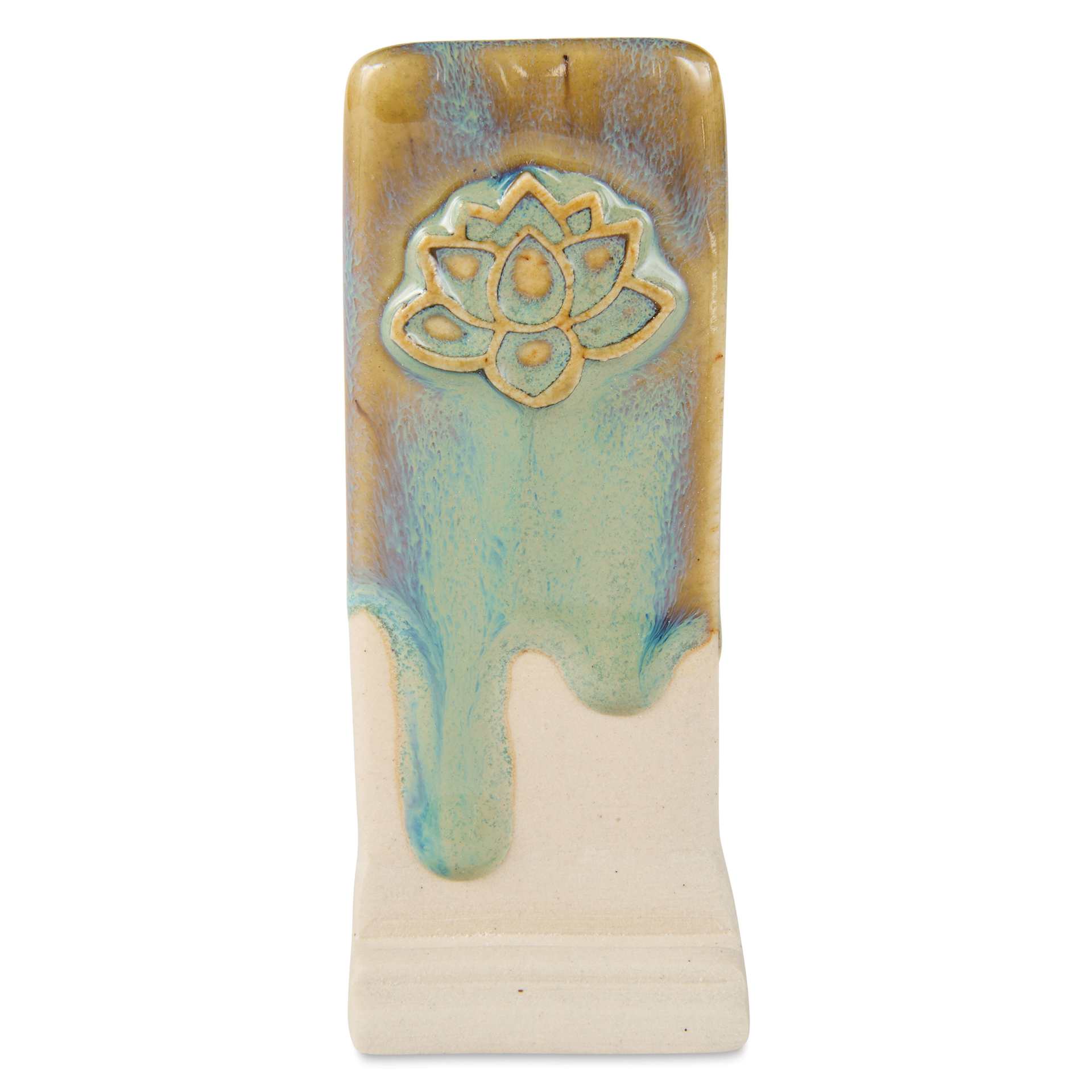 Speedball Mid-Fire Glaze - Blue Tigers Eye applied beneath Carolina Flux