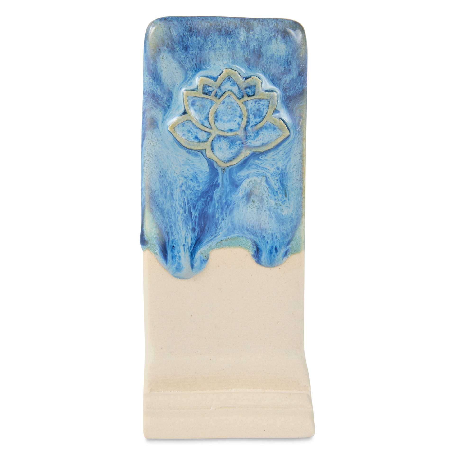 Speedball Mid-Fire Glaze - Variegated Lapis applied overtop Carolina Flux
