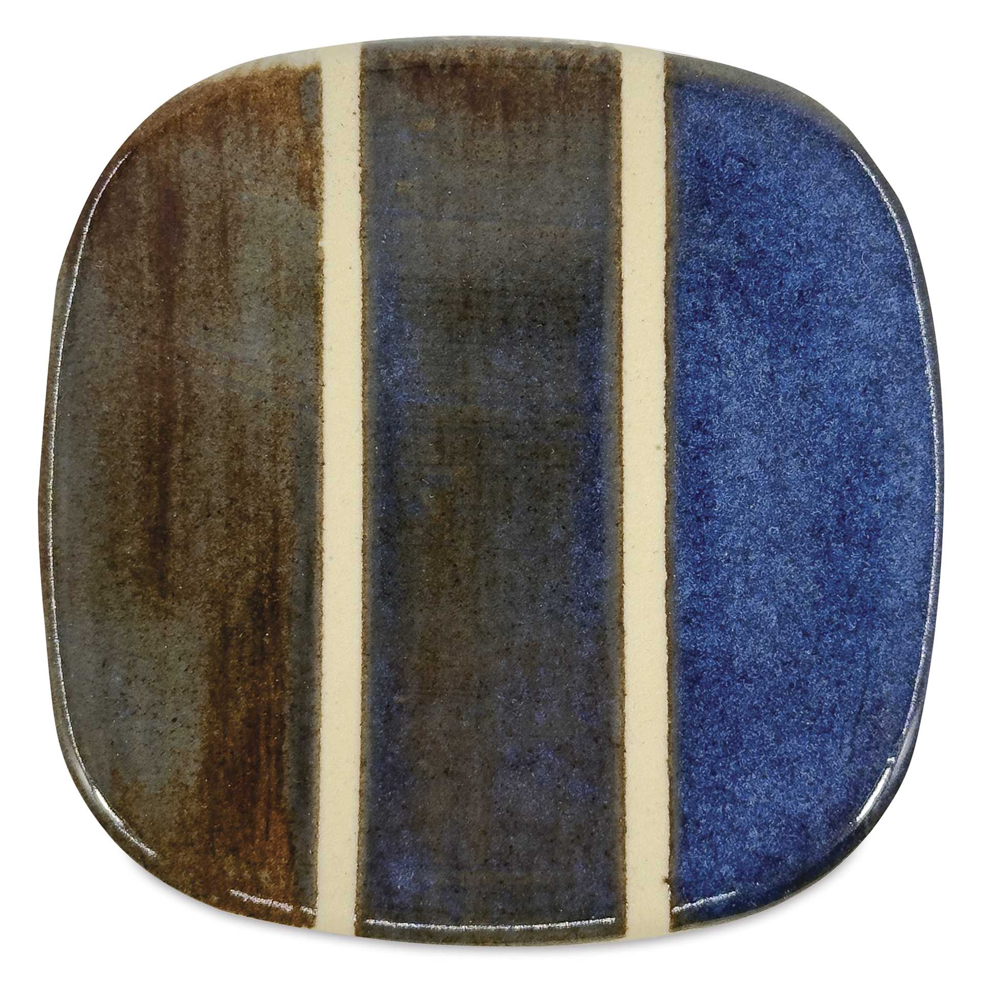Speedball Mid-Fire Glaze - Variegated Lapis - application tile (varied thickness layers)