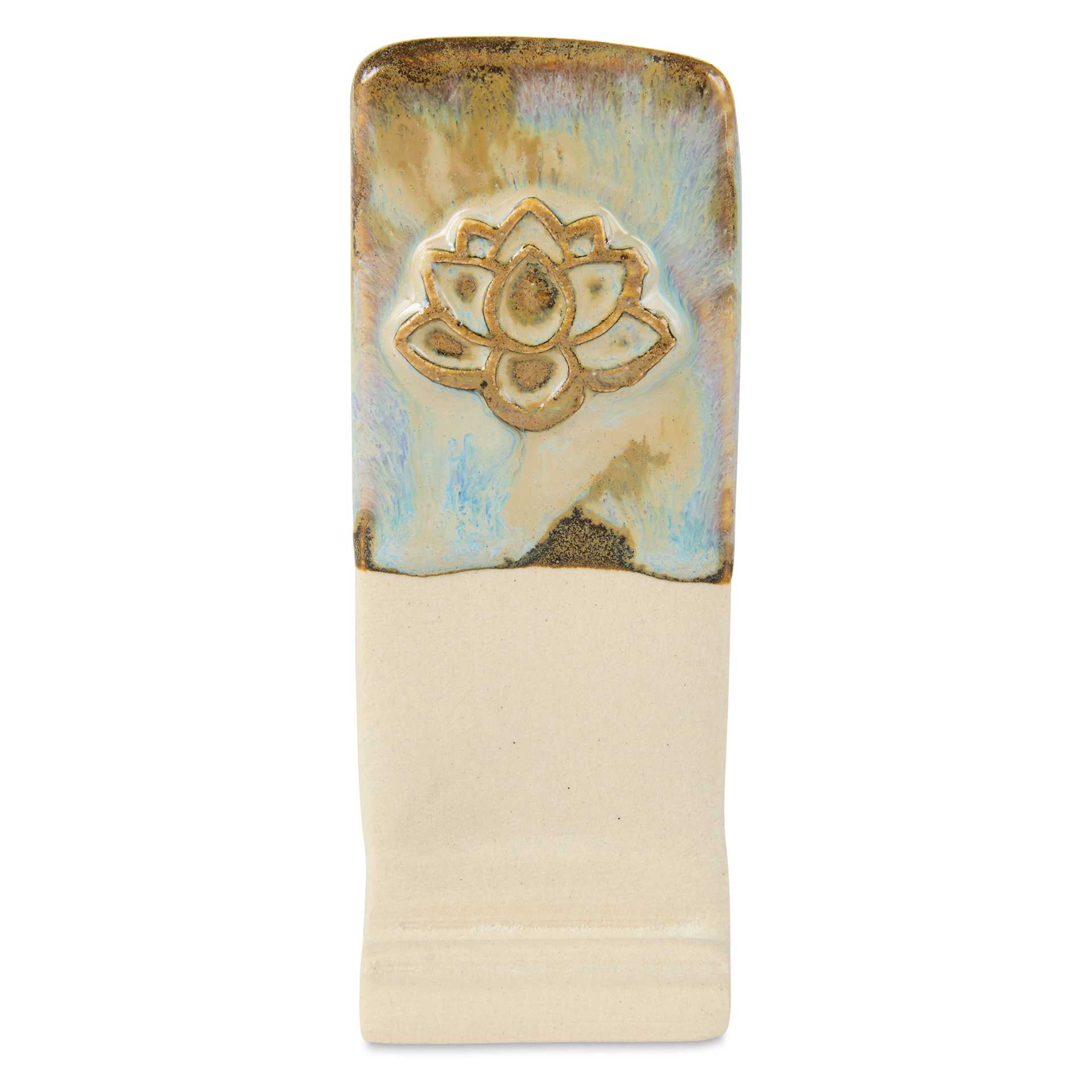 Speedball Mid-Fire Glaze - Ethereal Blue applied overtop Cocoa Flux