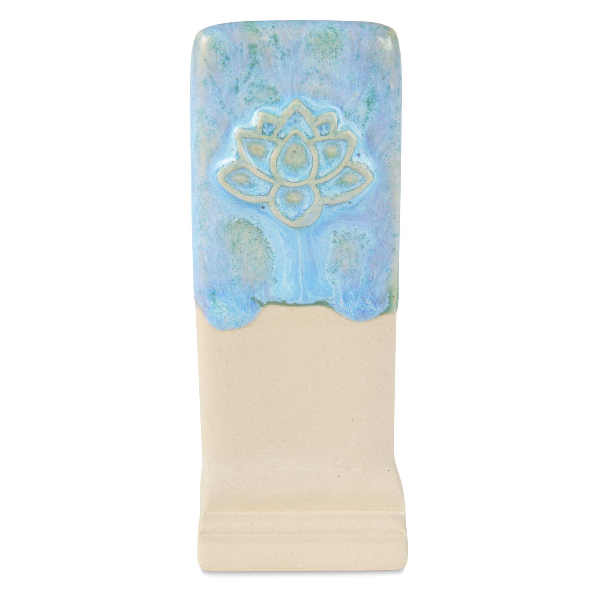 Speedball Mid-Fire Glaze - Ethereal Blue applied overtop Carolina Flux