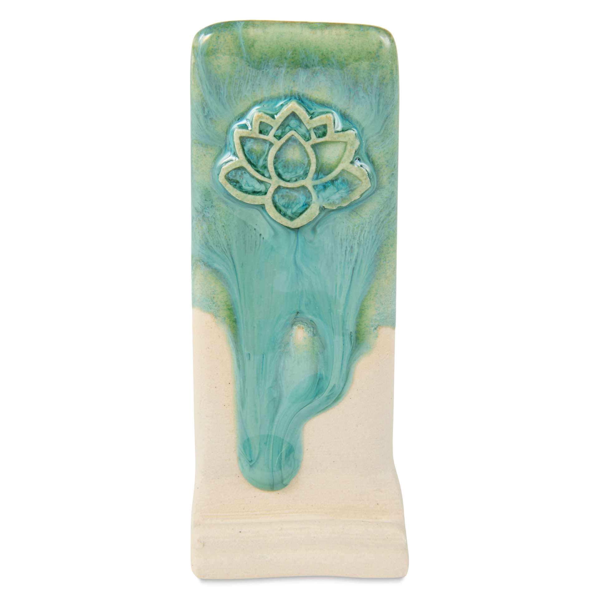 Speedball Mid-Fire Glaze - Prussian Jade applied overtop Carolina Flux