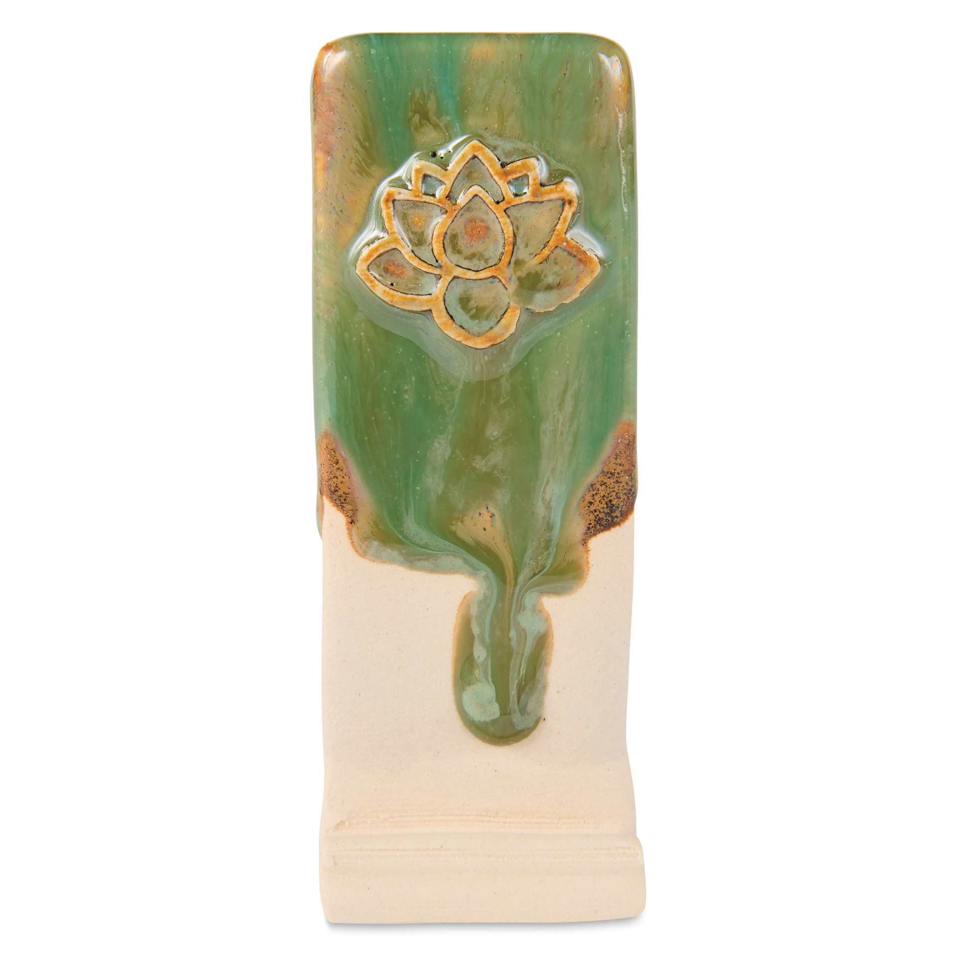 Speedball Mid-Fire Glaze - Prussian Jade applied overtop Cocoa Flux
