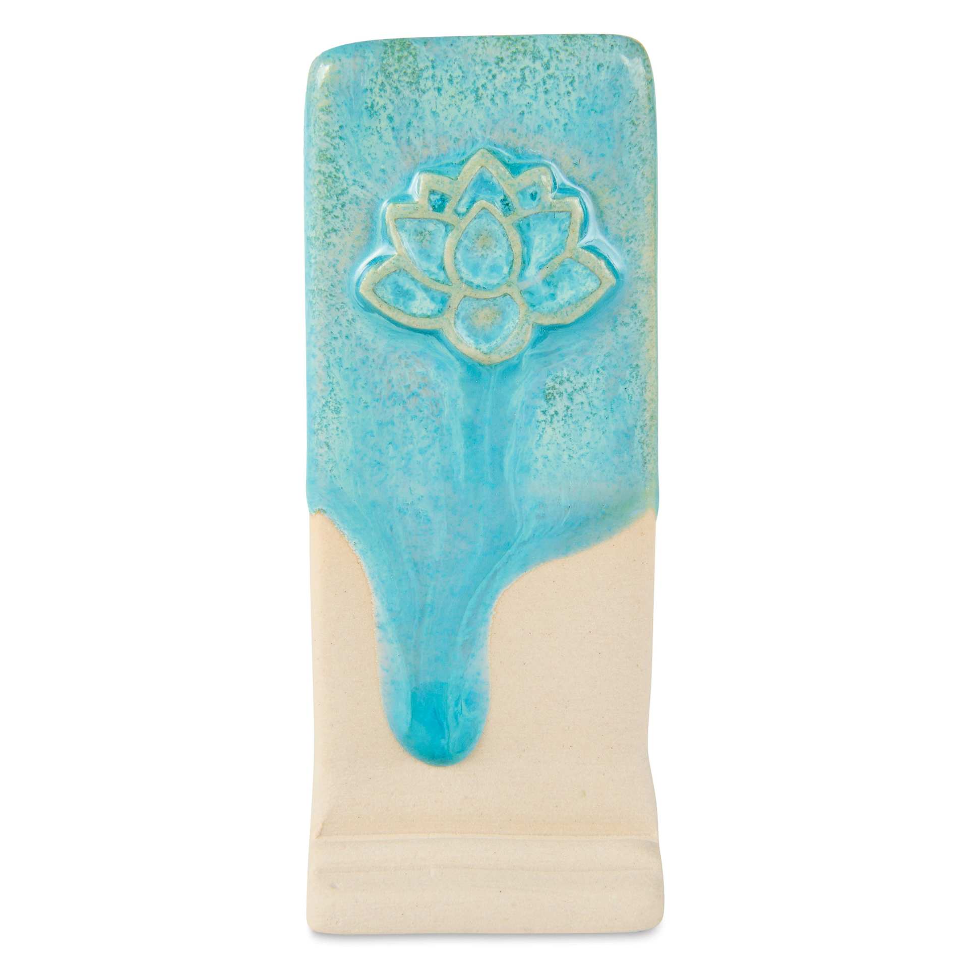 Speedball Mid-Fire Glaze - Blue Topaz applied overtop Carolina Flux
