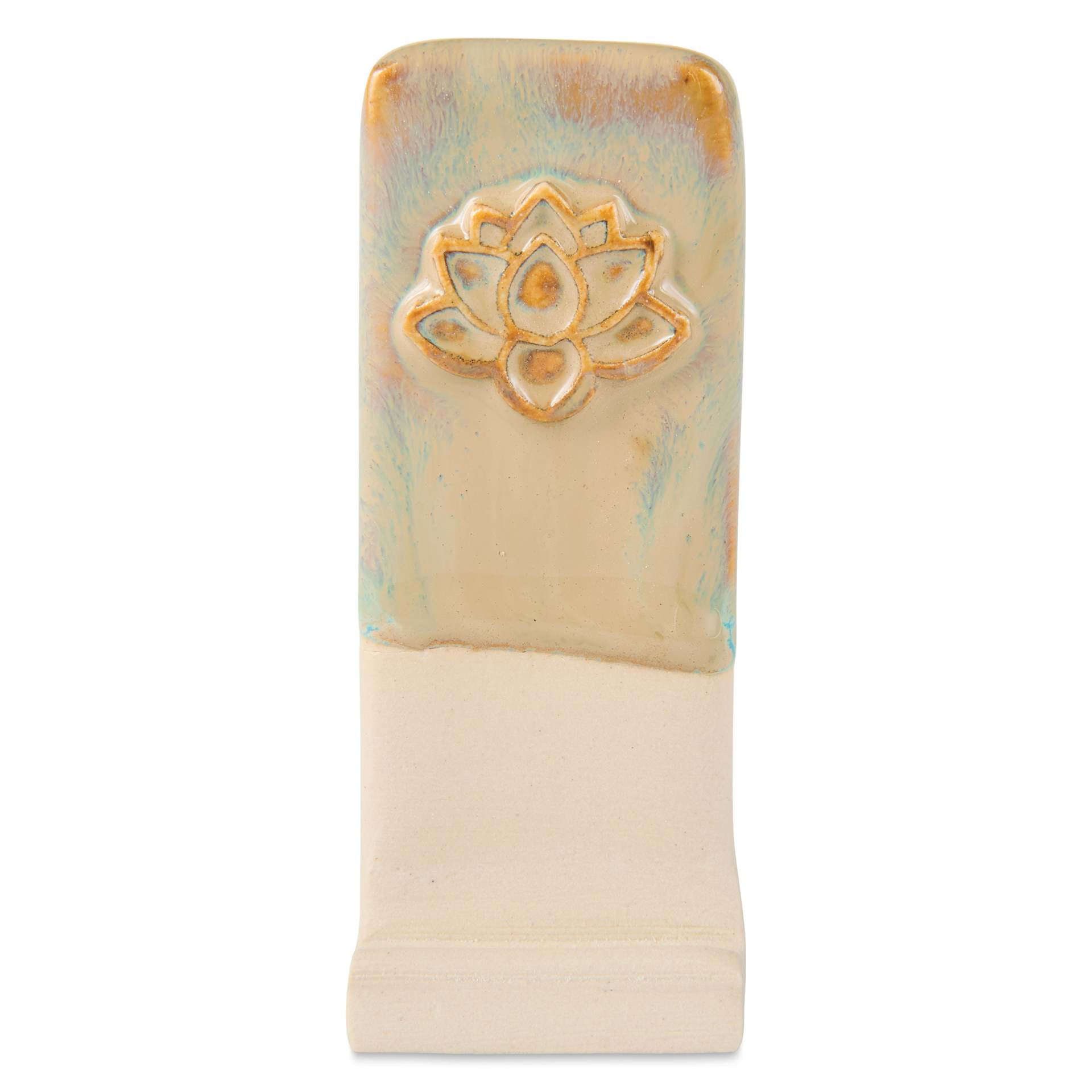 Speedball Mid-Fire Glaze - Blue Topaz applied beneath Cocoa Flux