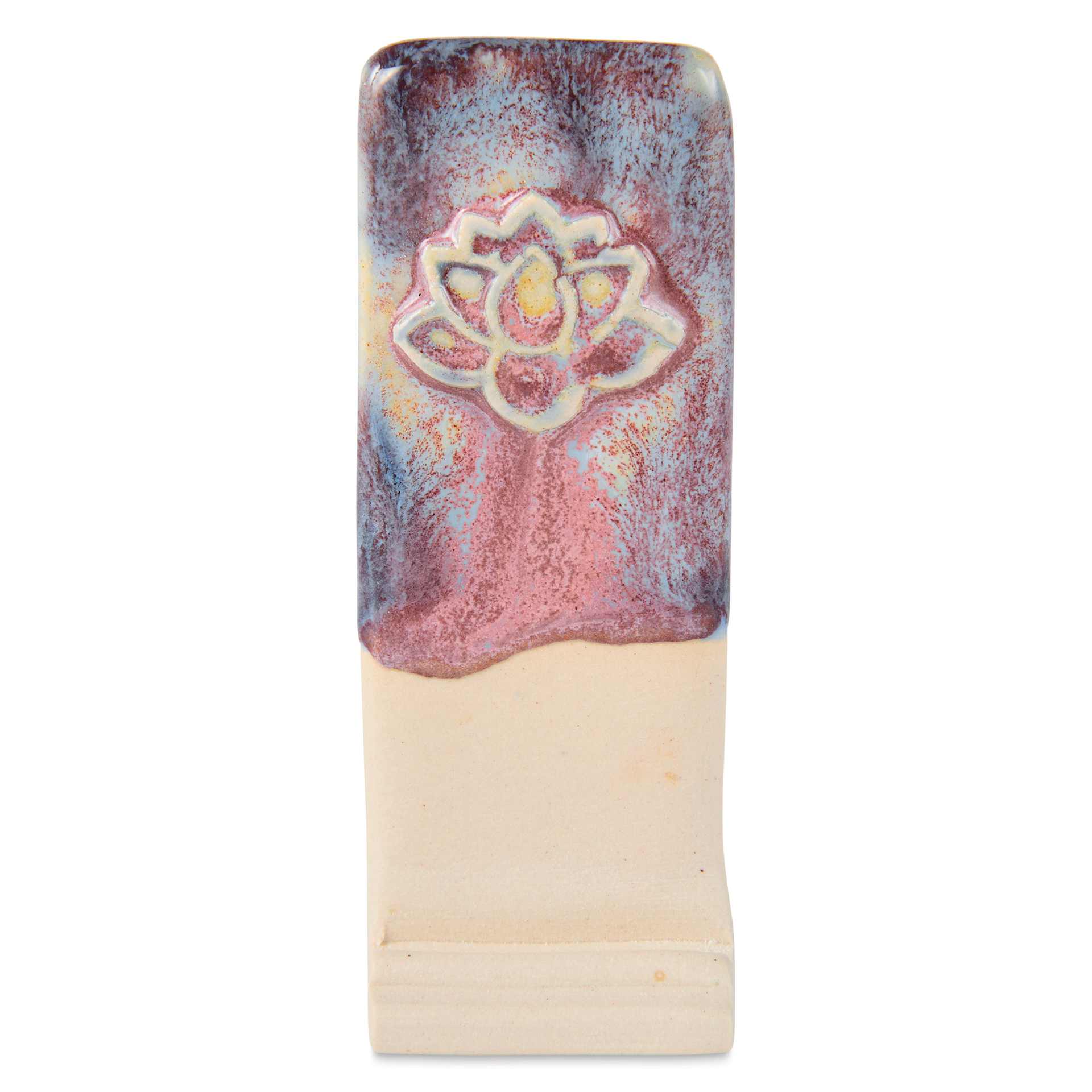 Speedball Mid-Fire Glaze - Midnight Plum applied beneath Vanilla Flux