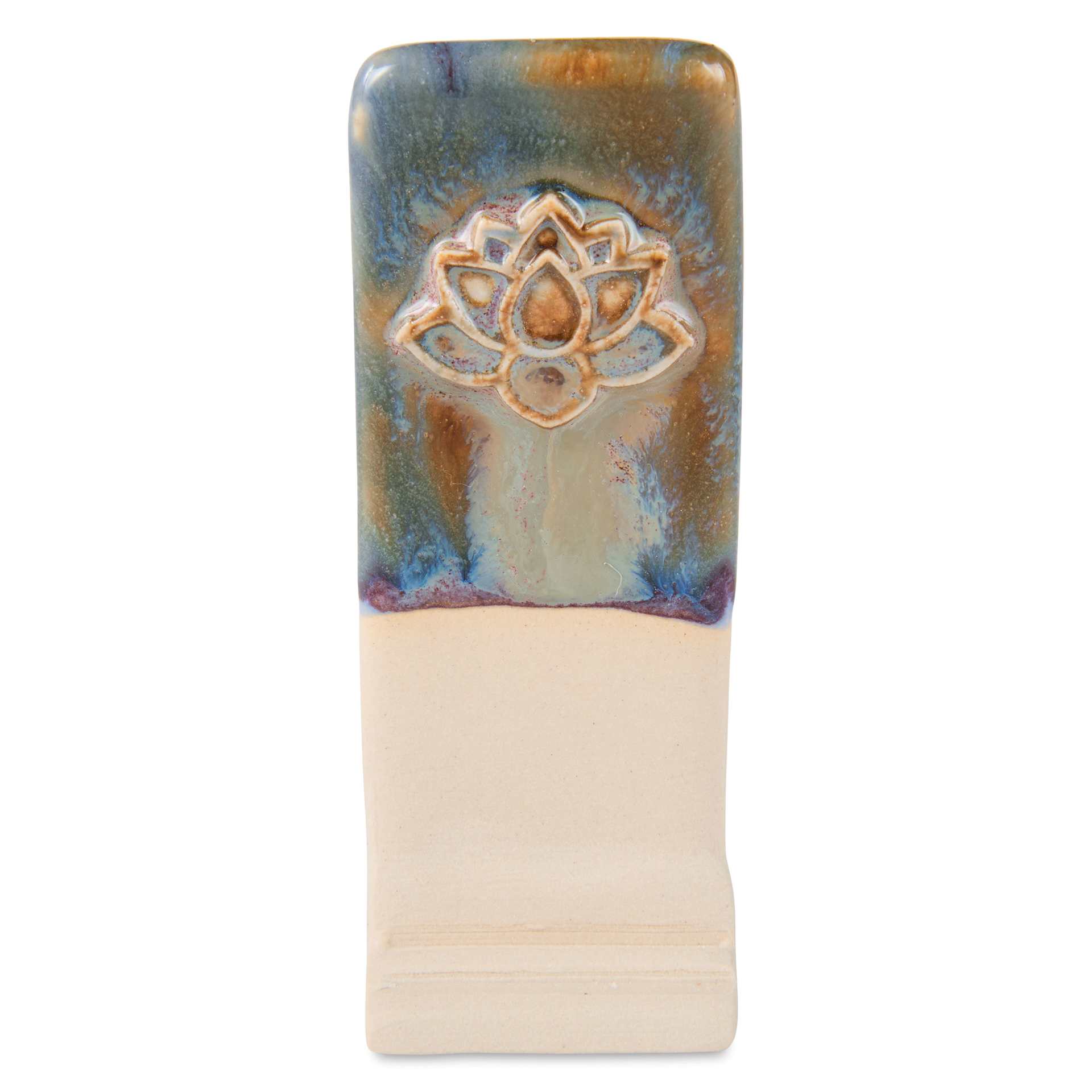 Speedball Mid-Fire Glaze - Midnight Plum applied beneath Cocoa Flux