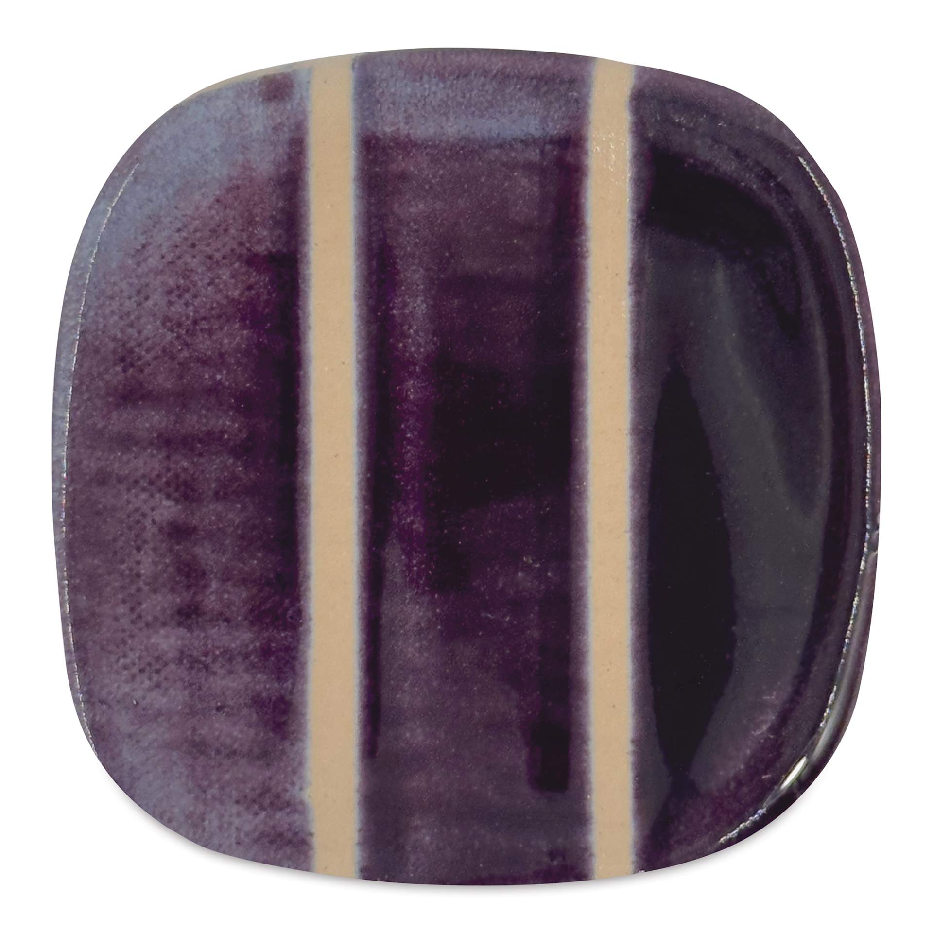 Speedball Mid-Fire Glaze - Midnight Plum - application tile (varied thickness layers)