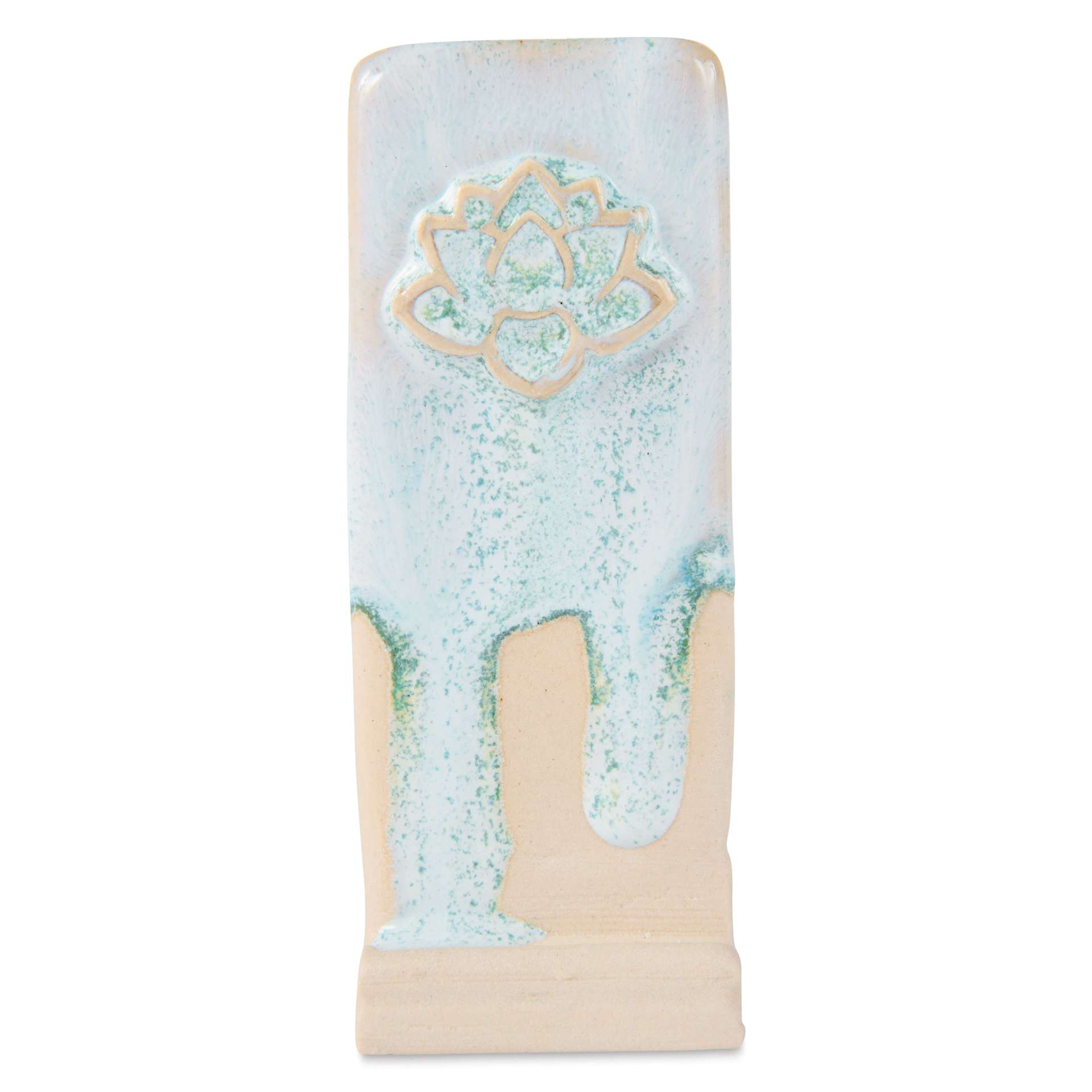 Speedball Mid-Fire Glaze - Lavender Mist applied beneath Carolina Flux