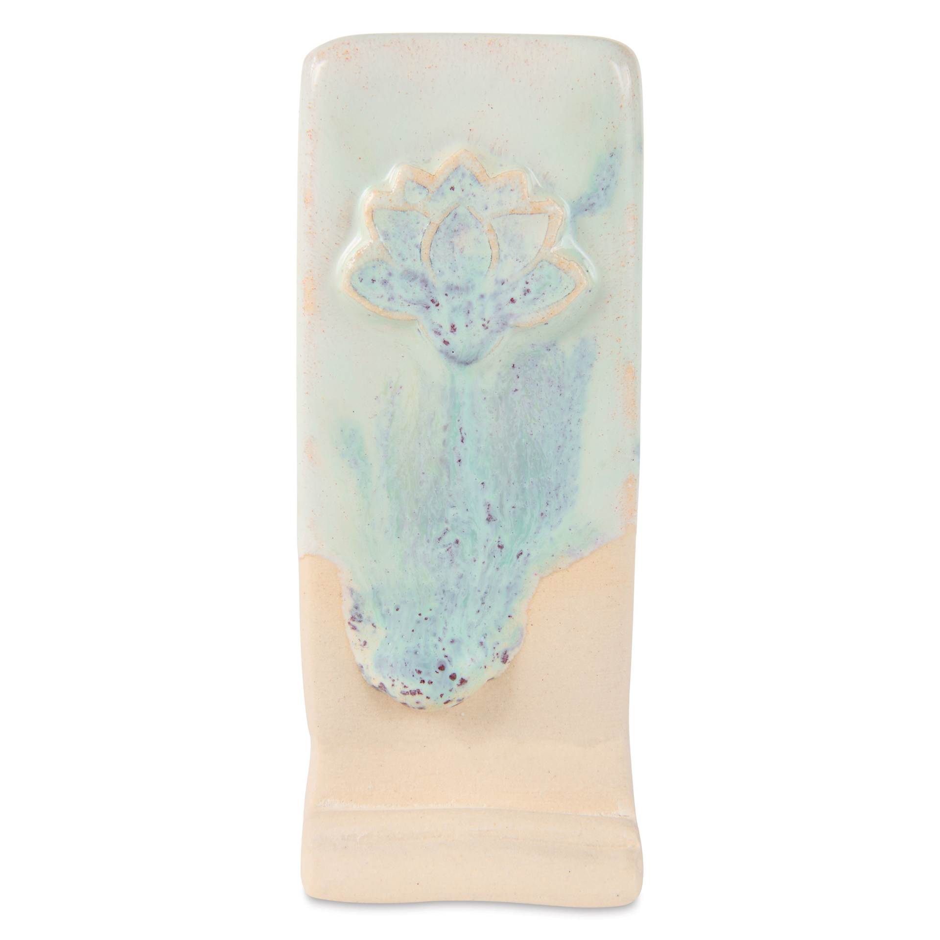 Speedball Mid-Fire Glaze - Lavender Mist applied overtop Vanilla Flux