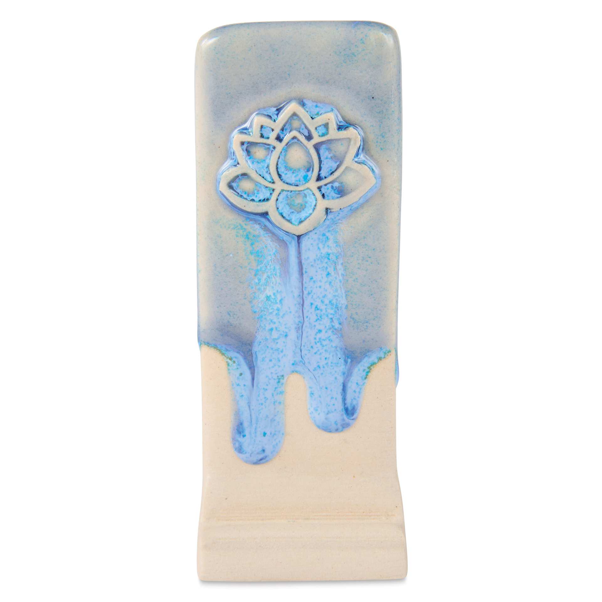 Speedball Mid-Fire Glaze - Wisteria applied beneath Carolina Flux