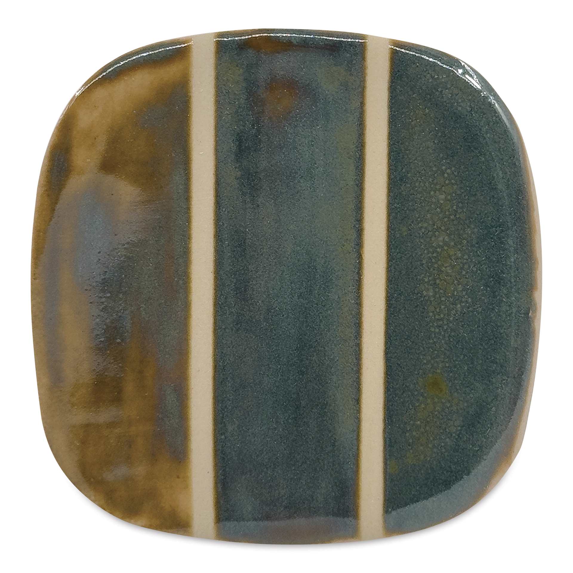Speedball Mid-Fire Glaze - Smoke - application tile (varied thickness layers)
