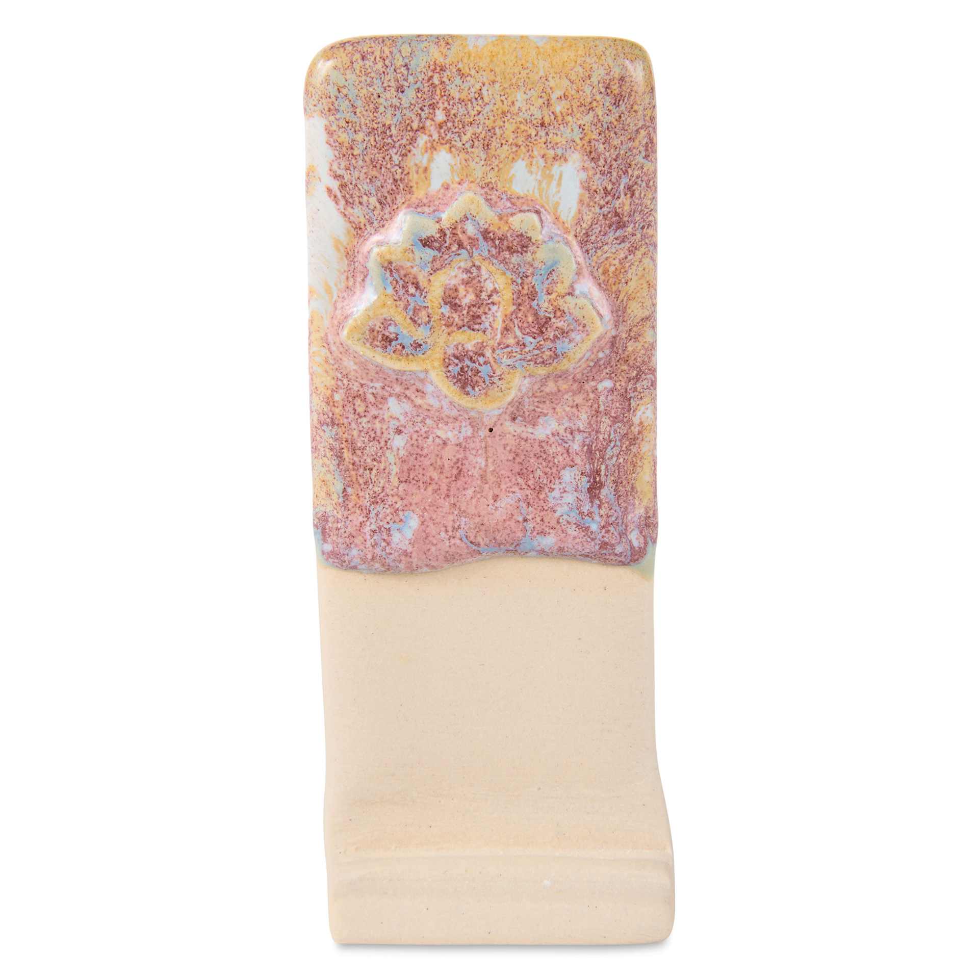 Speedball Mid-Fire Glaze - Green Tourmaline applied overtop Vanilla Flux
