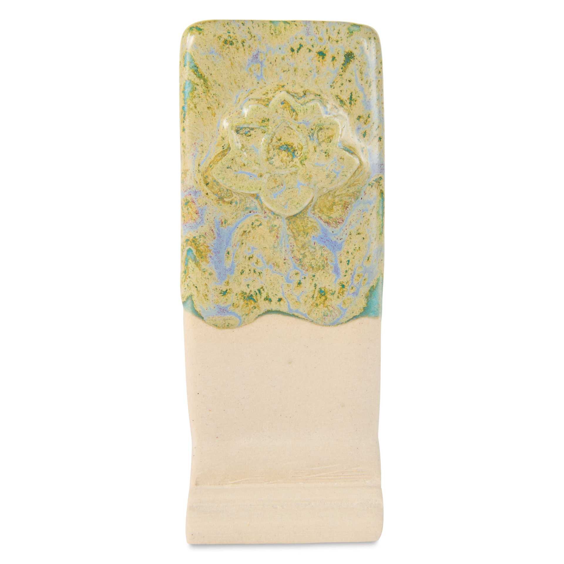 Speedball Mid-Fire Glaze - Green Tourmaline applied overtop Carolina Flux