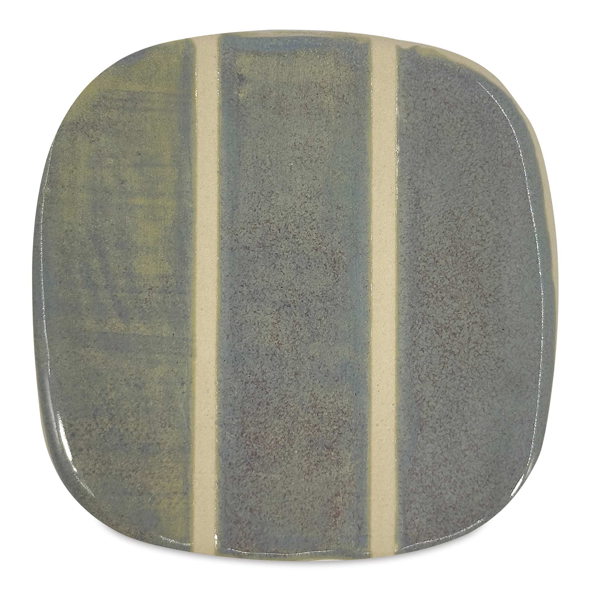 Speedball Mid-Fire Glaze - Green Tourmaline - application tile (varied thickness layers)