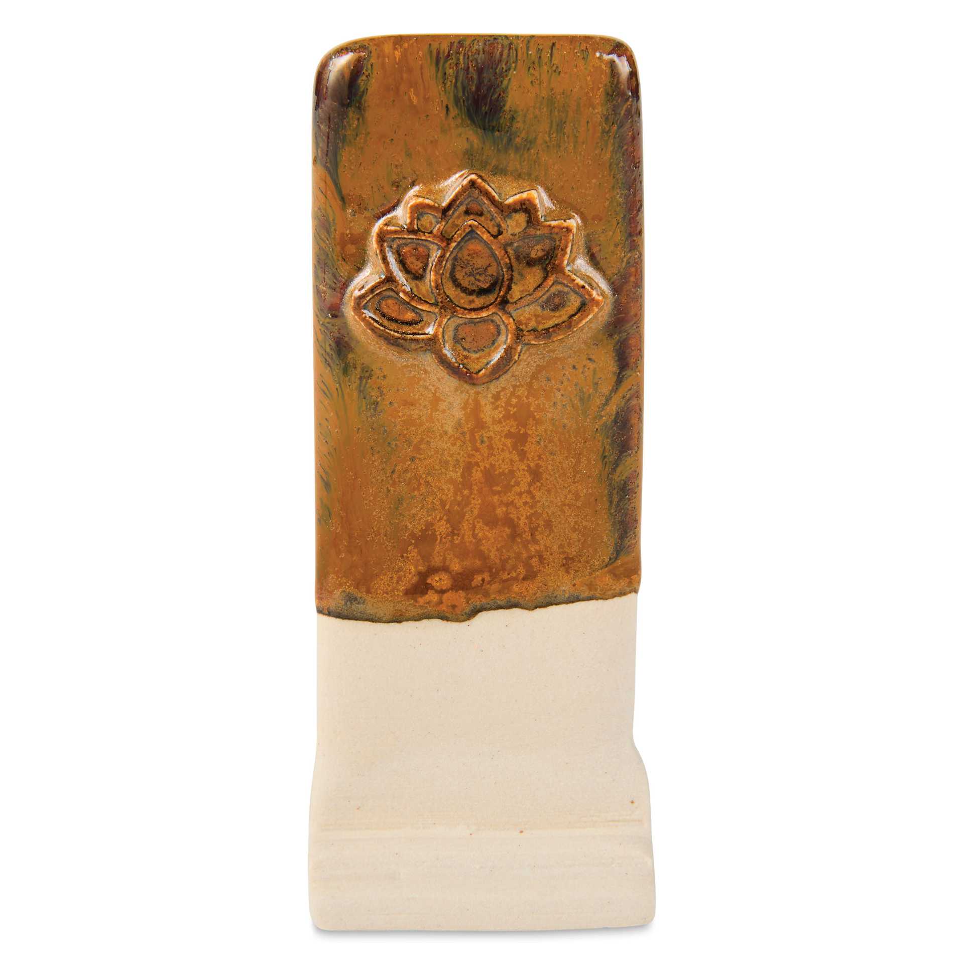 Speedball Mid-Fire Glaze - Blackened Copper applied beneath Cocoa Flux