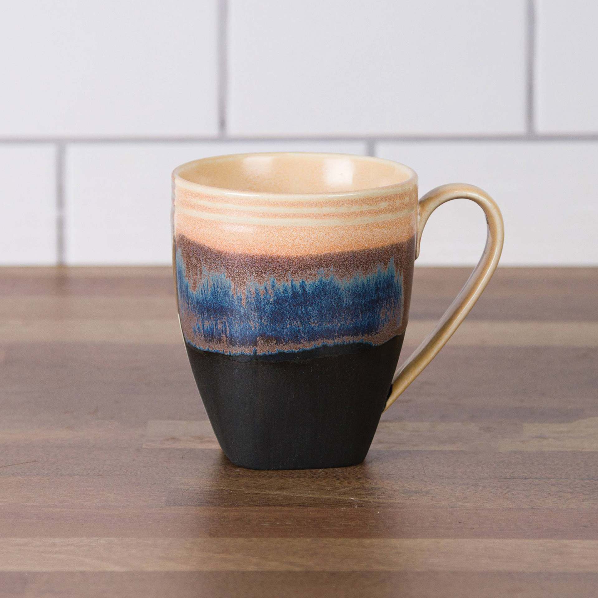 Mayco Stoneware Engobe - Black - additional mug example with three bands of color