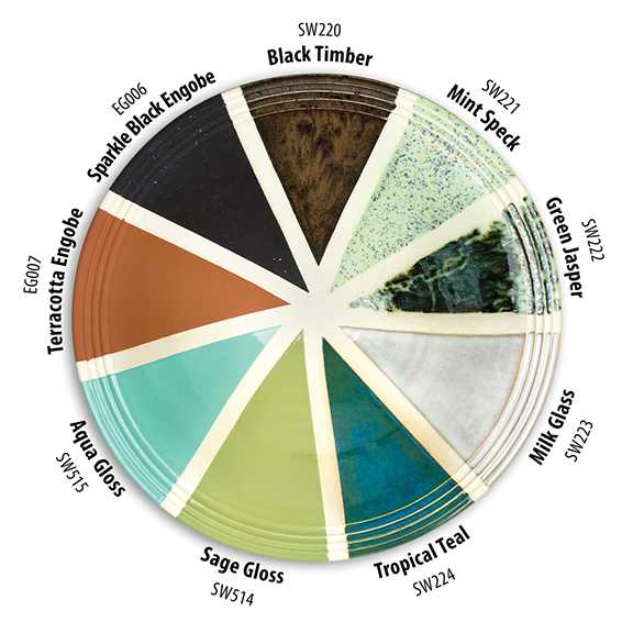 Mayco Stoneware Engobe - coatings on white clay, fired to Cone 6 reduction