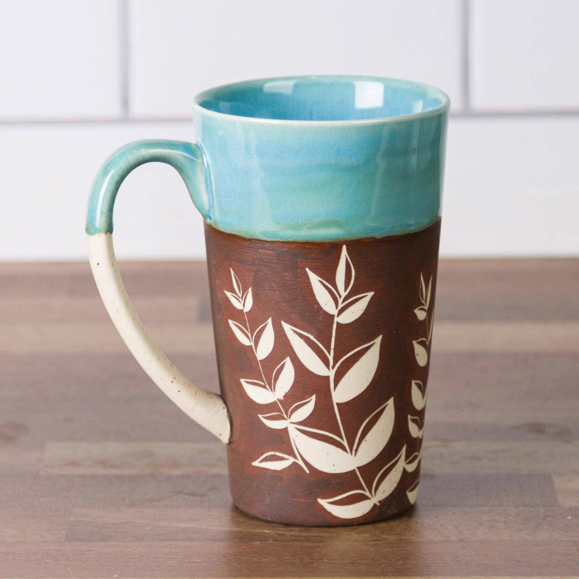 Mayco Stoneware Engobe - Brick Red - finished tall mug example