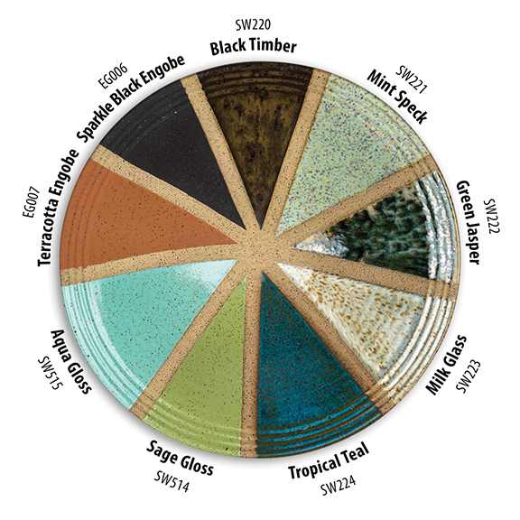 Mayco Stoneware Engobe - Terracotta, coatings on speckled clay, fired to Cone 6 reduction