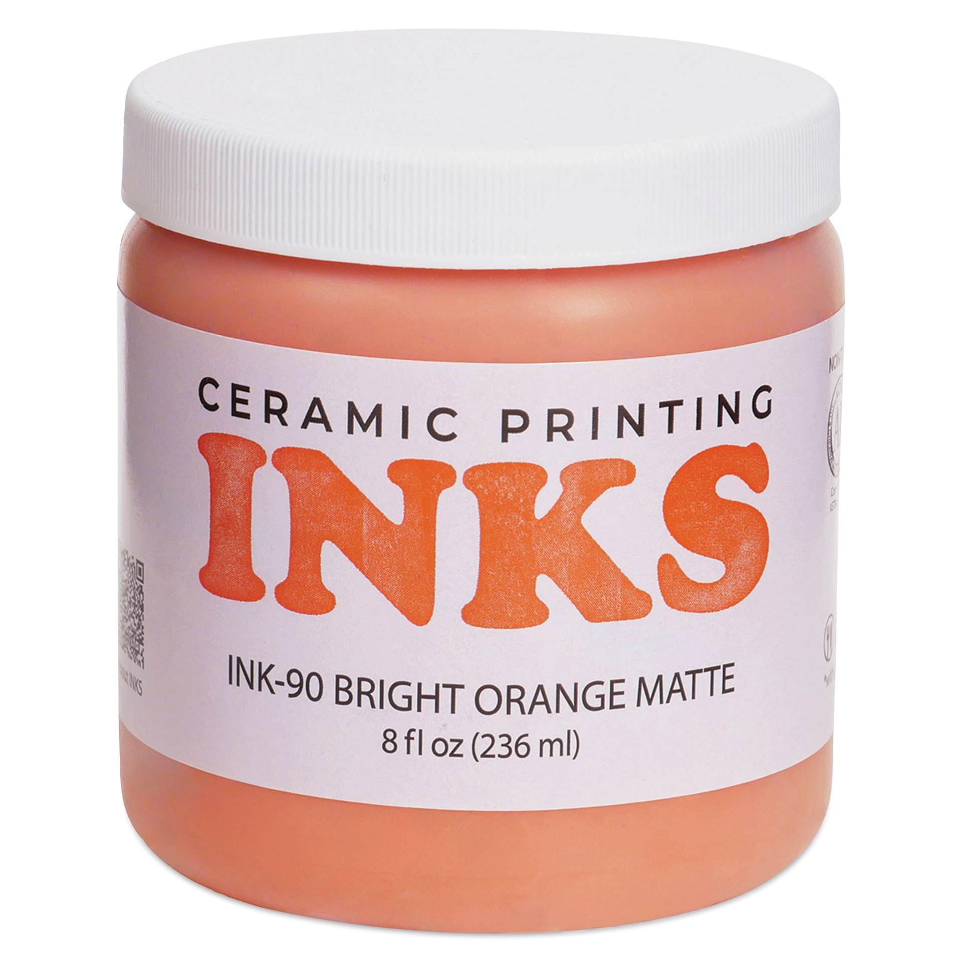 Amaco Ceramic Printing Ink - Bright Orange, 8 oz front of jar