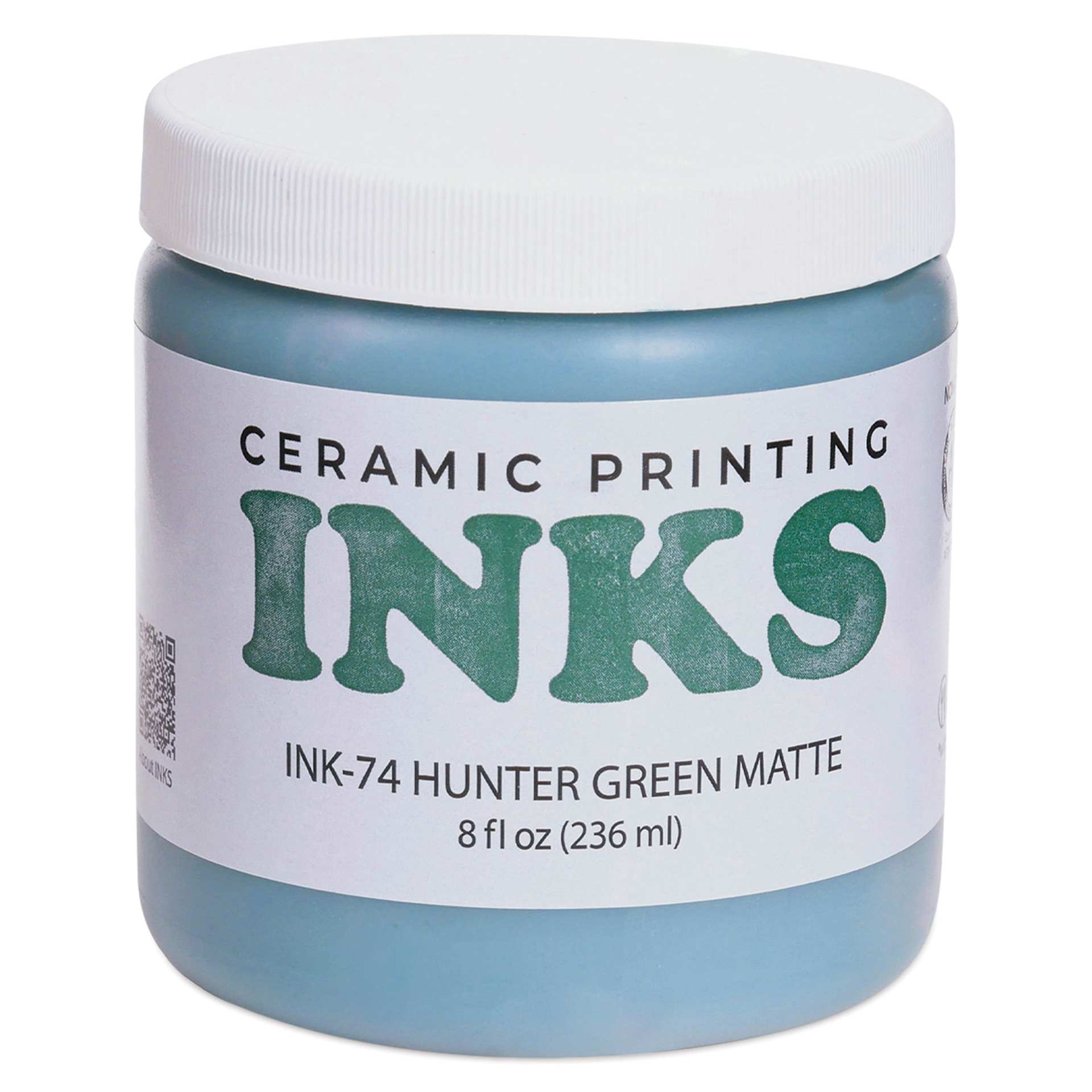 Amaco Ceramic Printing Ink - Hunter Green, 8 oz front of jar