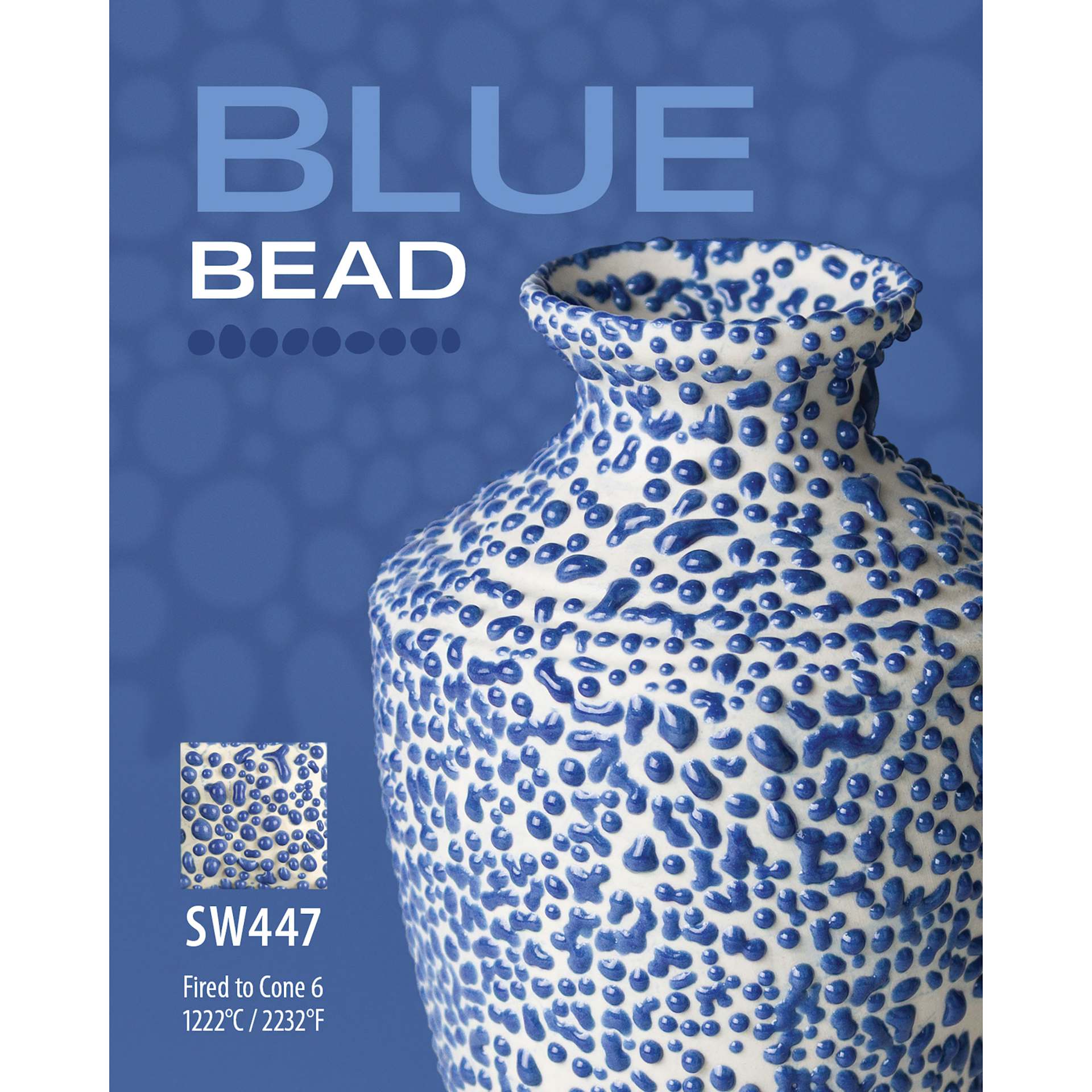 Blue Bead, SW447 Fired to Cone 6 1222°C / 2232°F