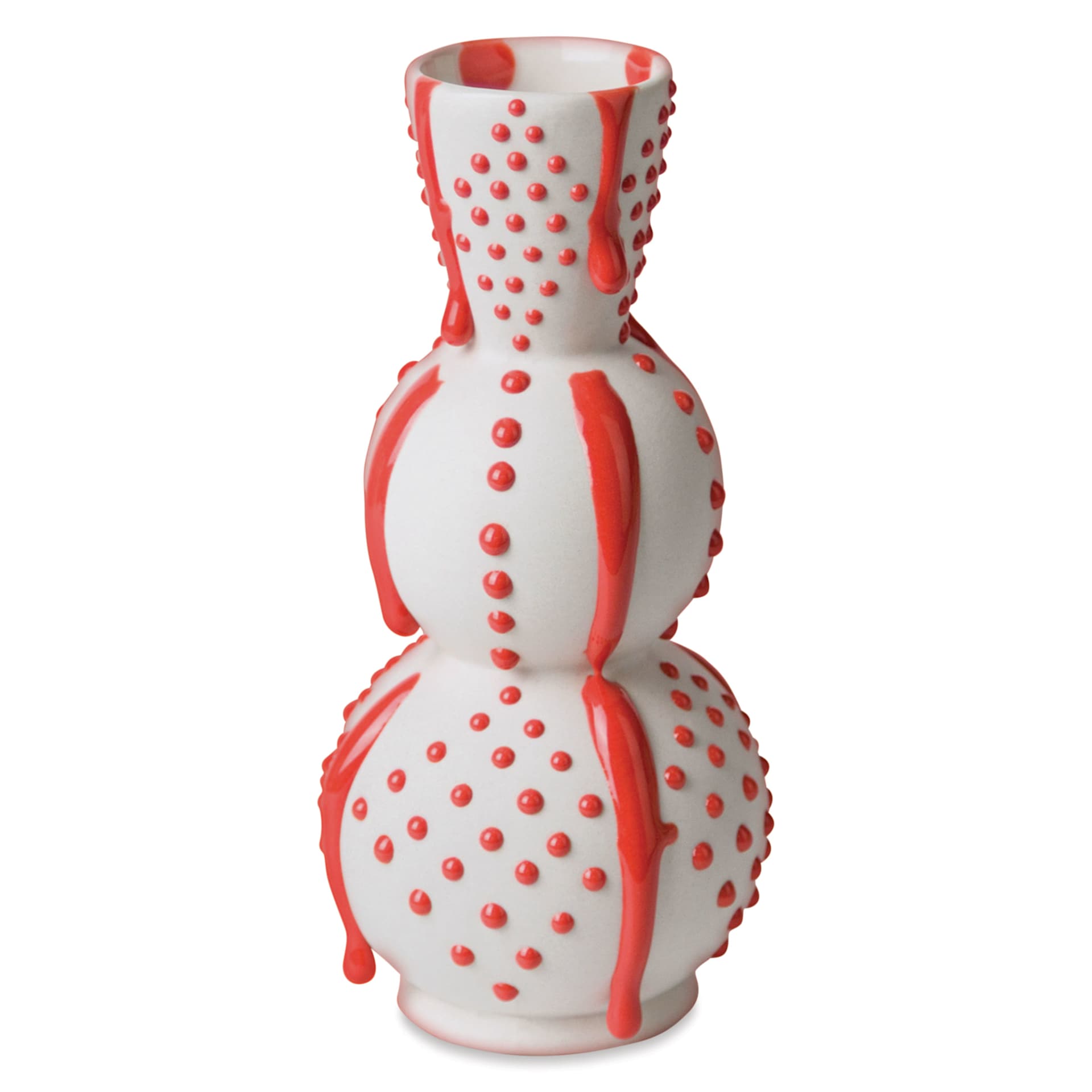 Ritual Glaze By Mayco Melt Gloop Glaze - Red applied to vertical vessel