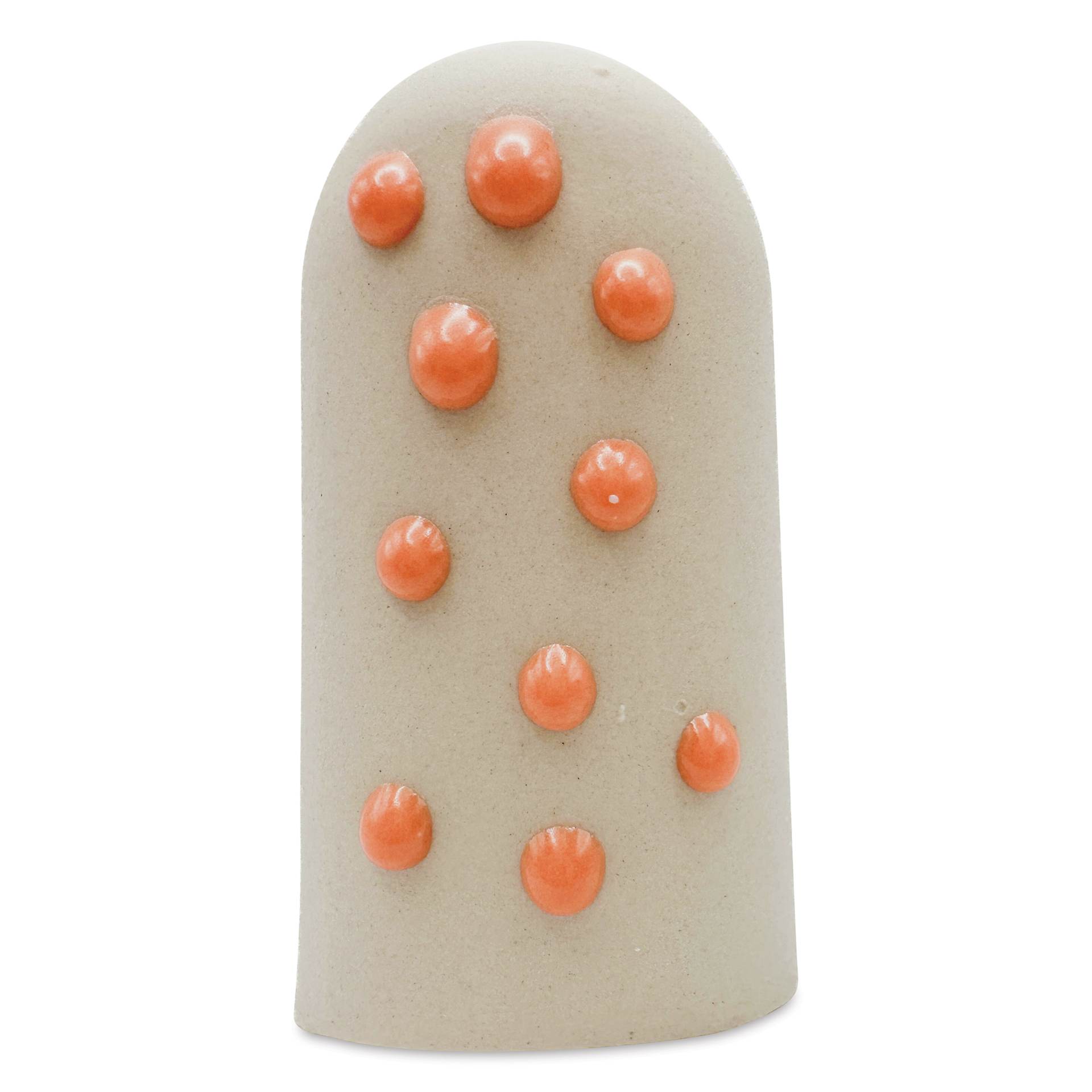 Ritual Glaze Melt Gloop Glaze - Pastel Orange - finished example, dots