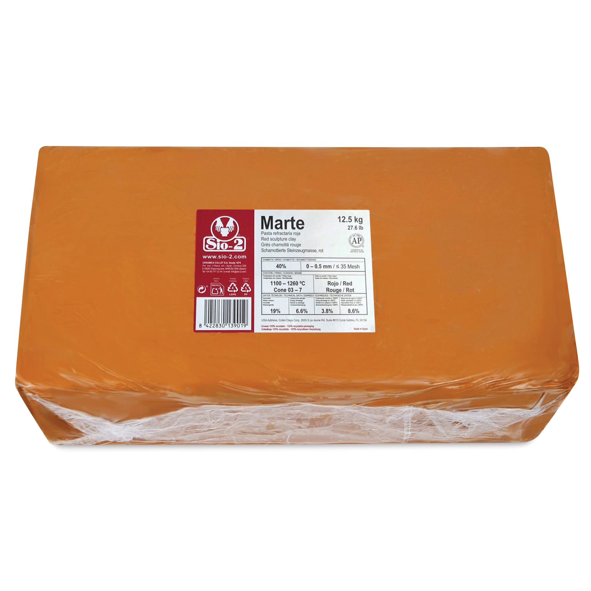 Sio-2 Marte Sculpture Clay - Red, 27.6 lbs - out of packaging