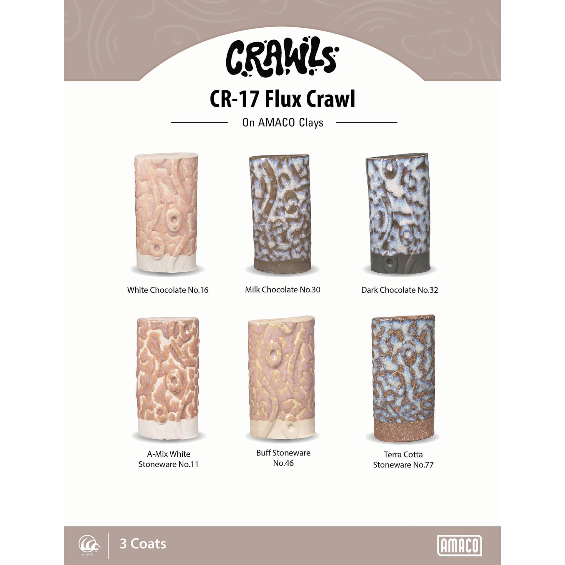 Amaco Crawls Glaze - CR-17 Flux, Pint clay comparison