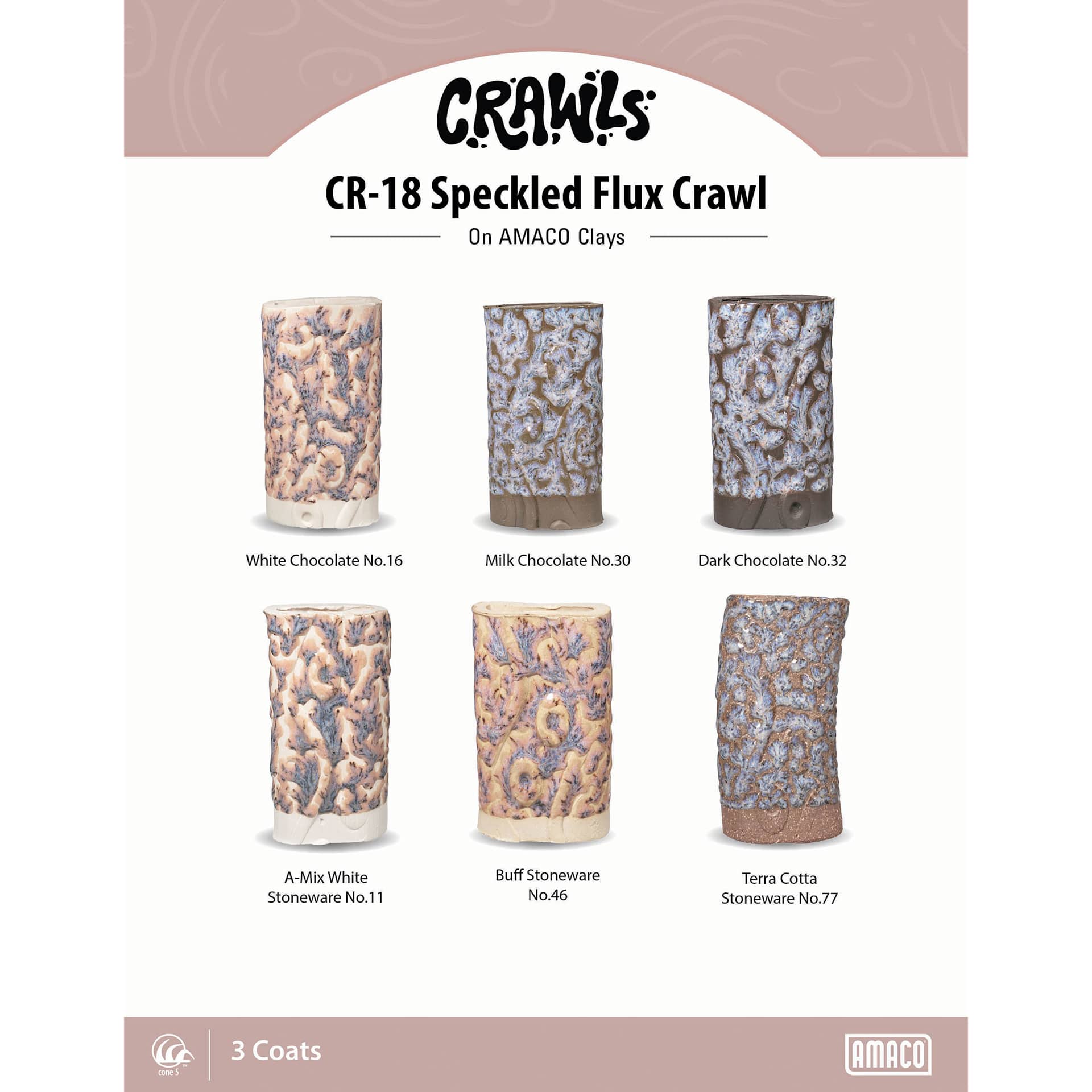 Amaco Crawls Glaze - CR-18 Speckled Flux, Pint clay comparison