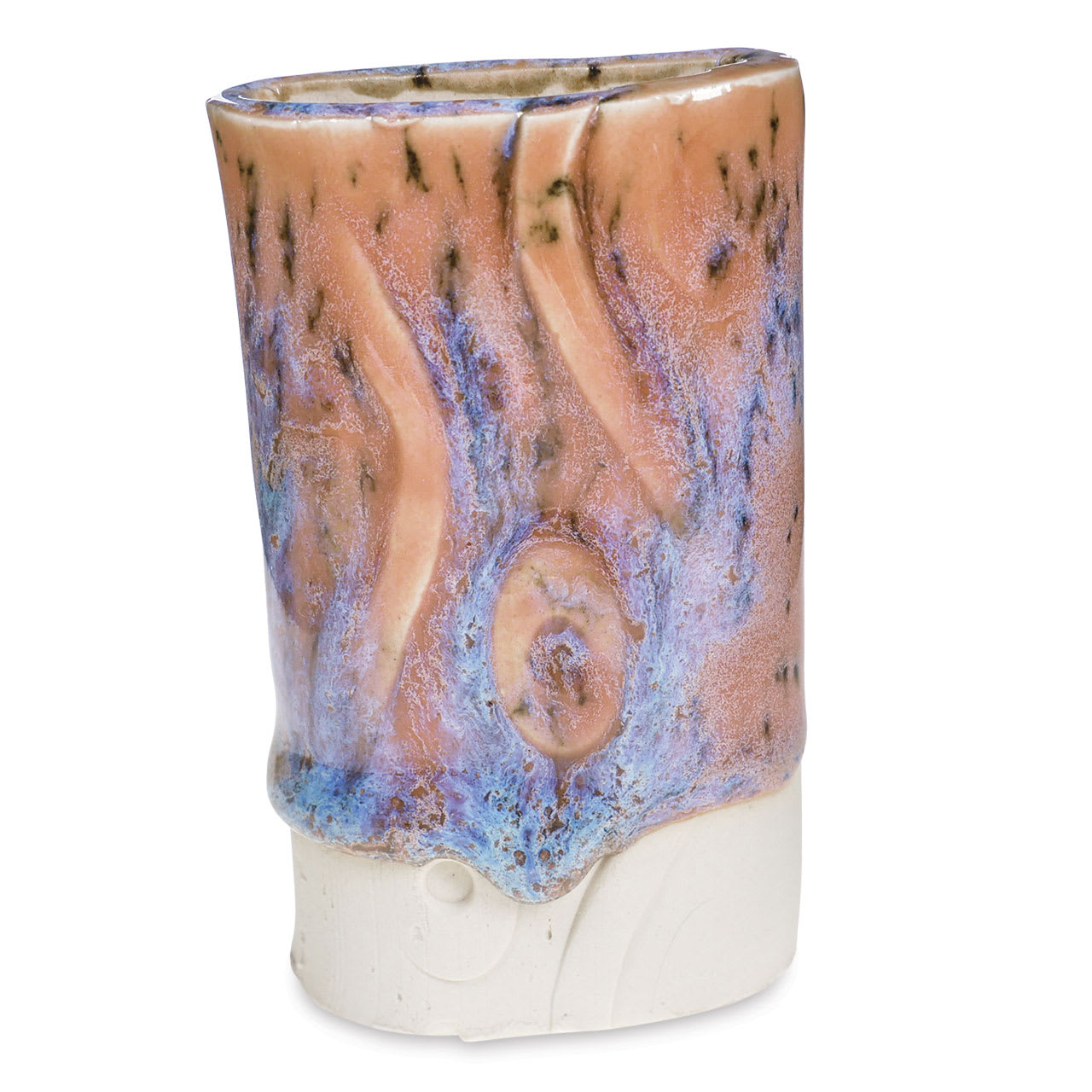Amaco Crawls Glaze - CR-18 Speckled Flux - over C-33 fired on vertical vessel