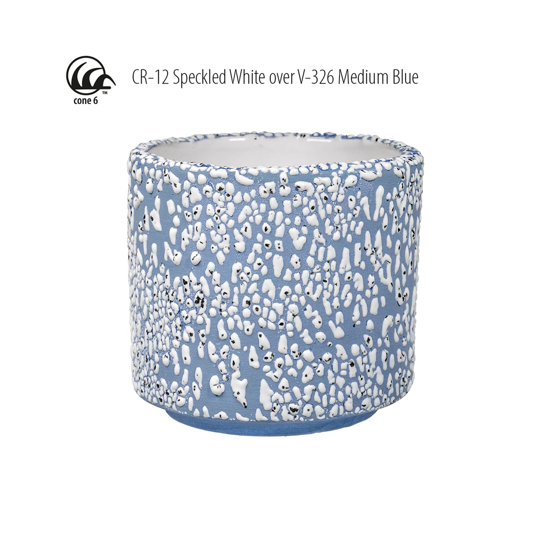 Cone 6 - CR-12 Speckled White over V-326 Medium Blue