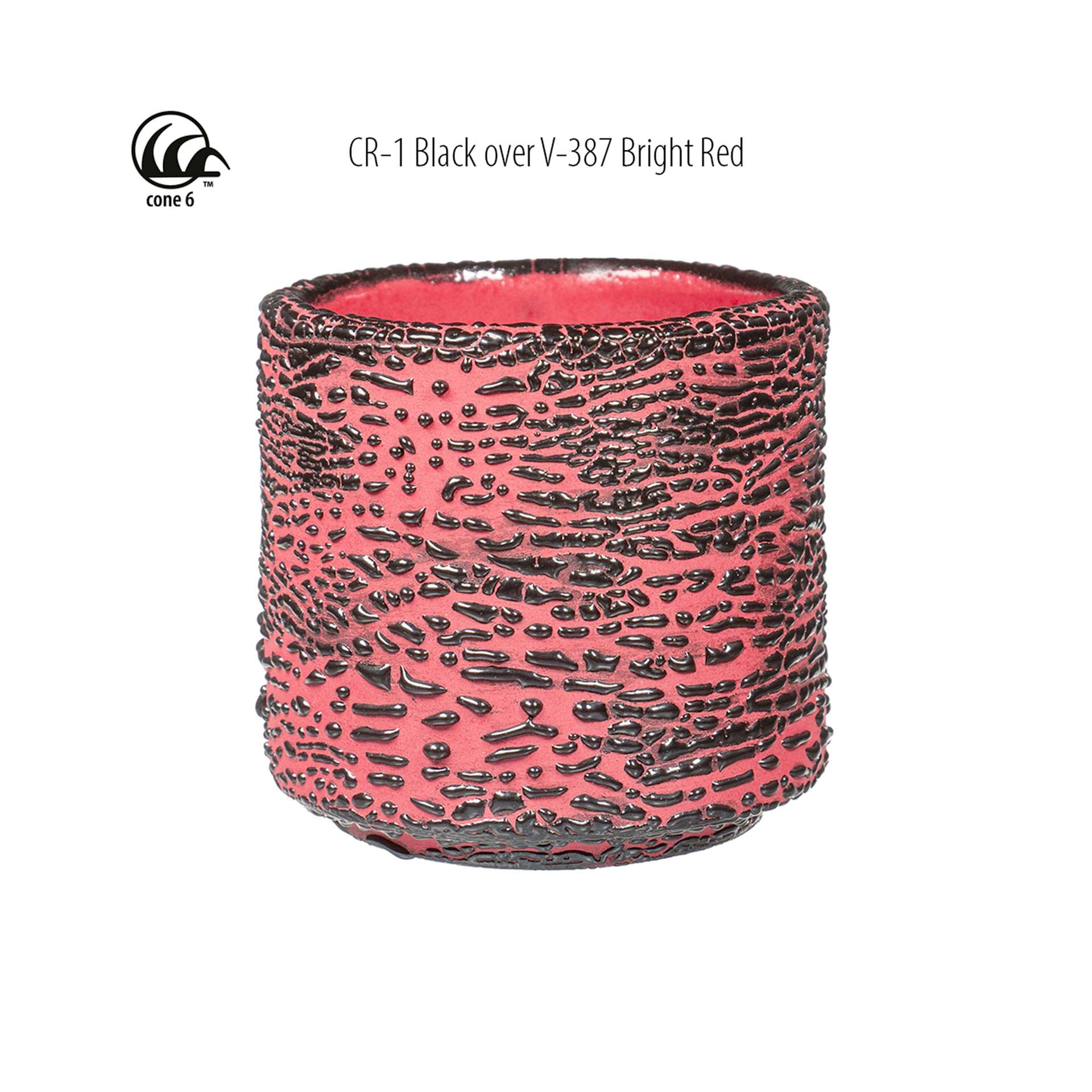 Cone 6 - CR-1 Black over V-387 Bright Red