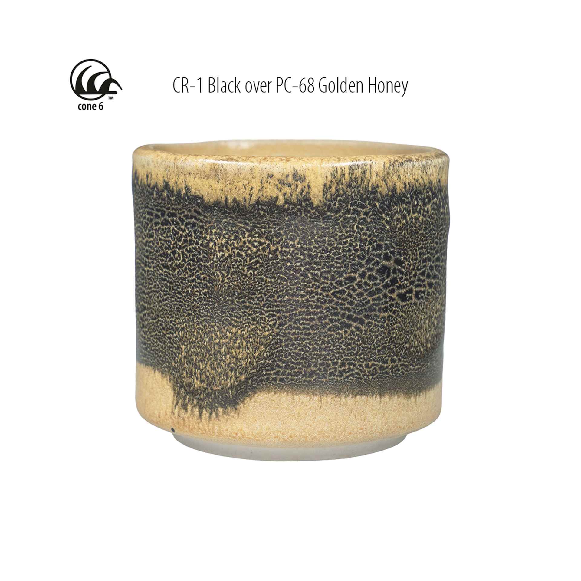 Cone 6 - CR-1 Black over PC-68 Golden Honey
