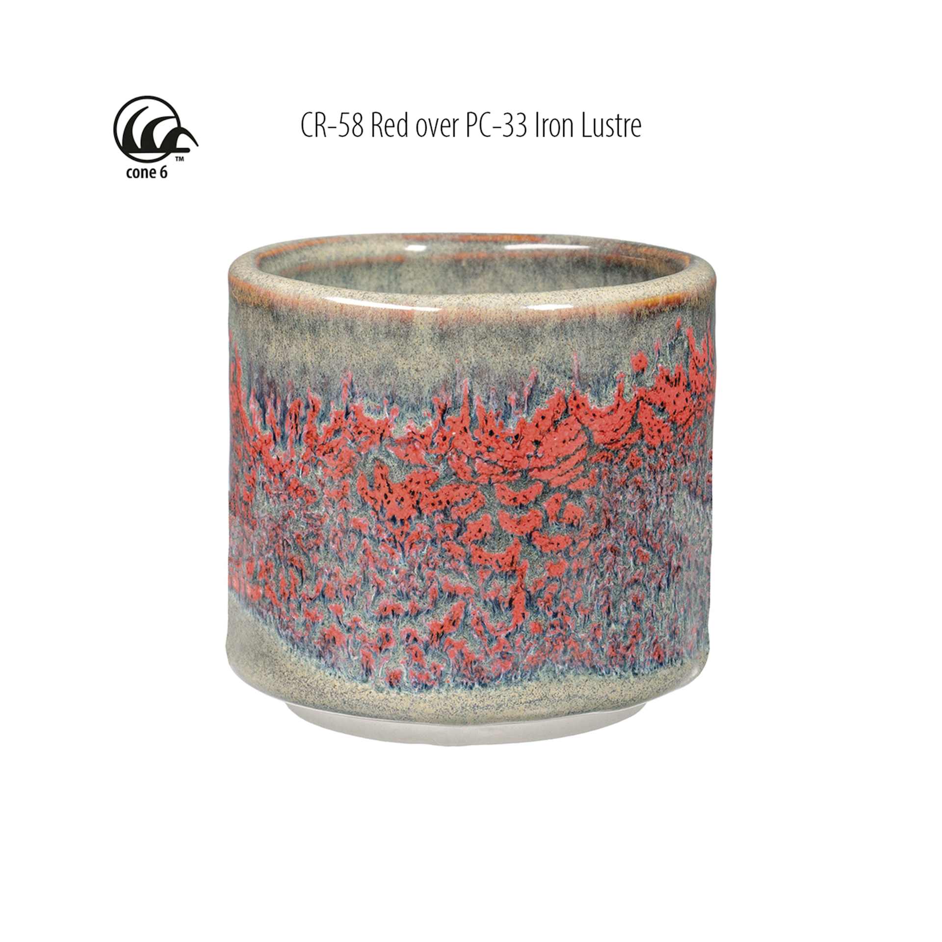 Cone 6 - CR-58 Red over PC-33 Iron Lustre