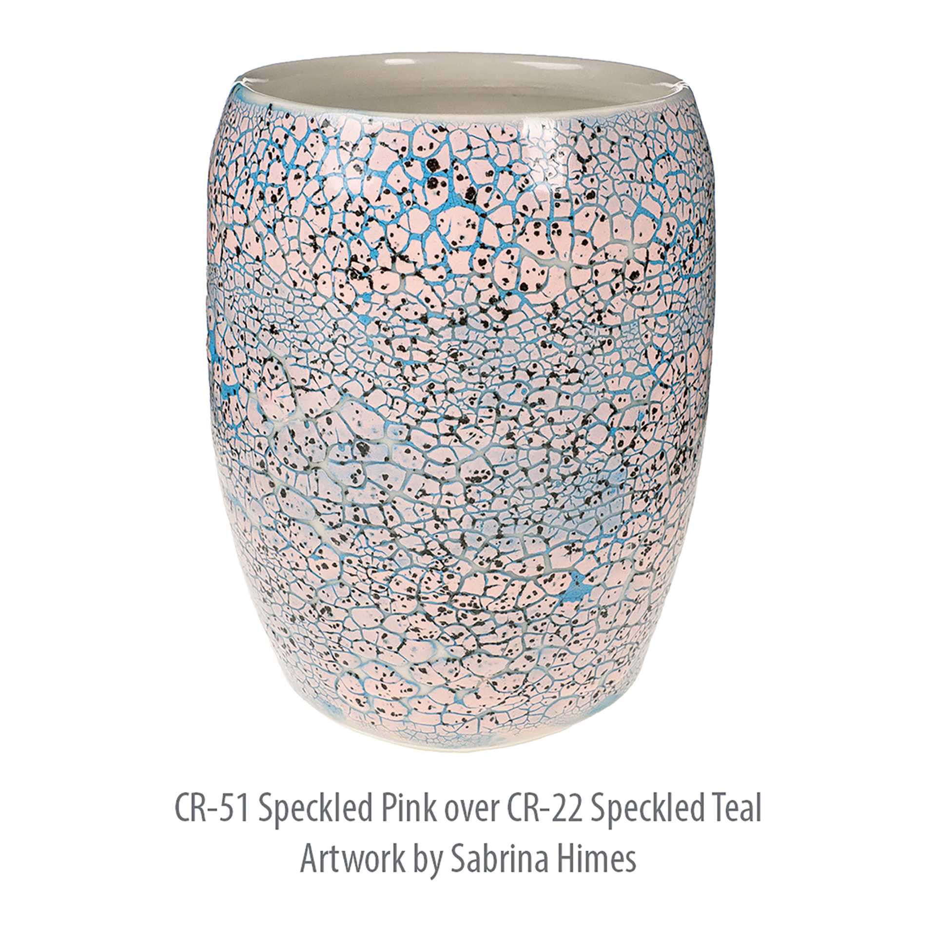 CR-51 Speckled Pink over CR-22 Speckled Teal - Artwork by Sabrina Himes