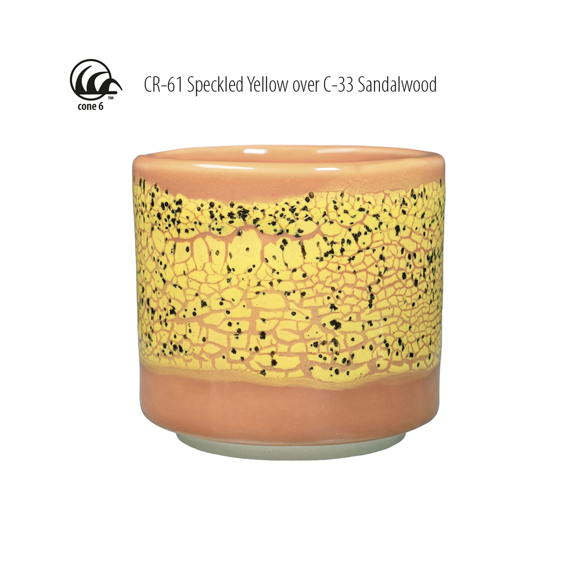 Cone 6 - CR-61 Speckled Yellow over C-33 Sandalwood