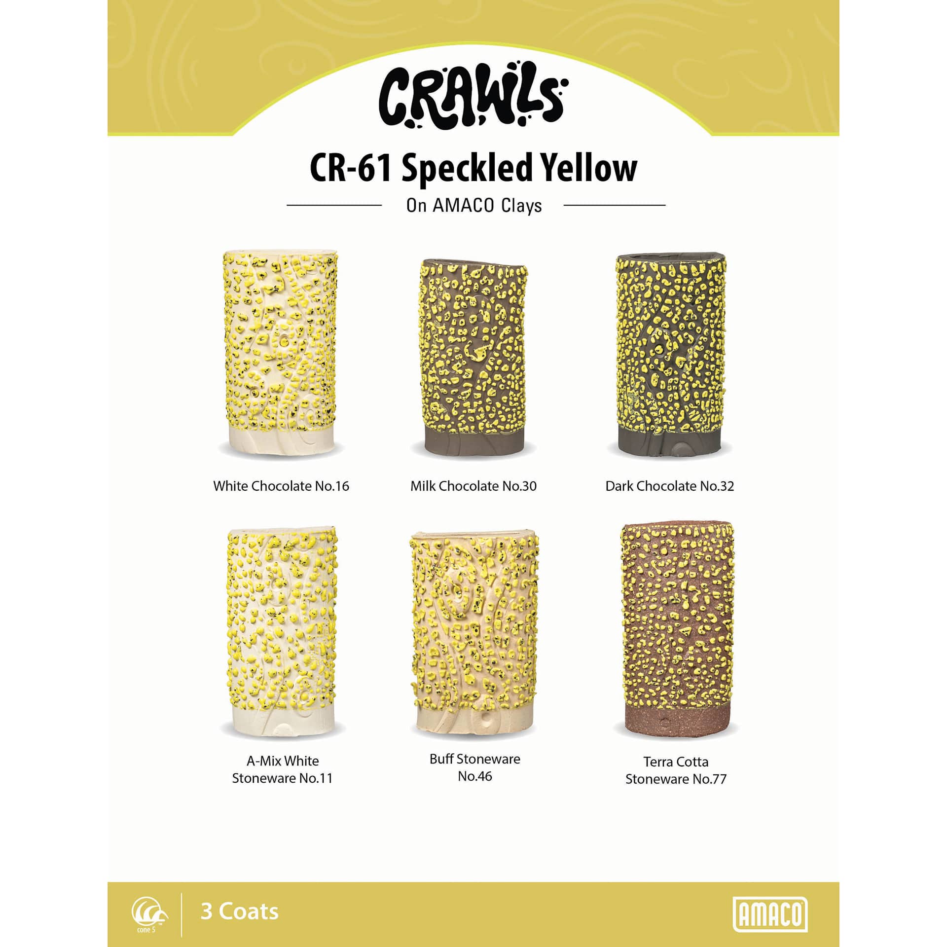 Amaco Crawls Glaze - CR-61 Speckled Yellow, Pint clay comparison
