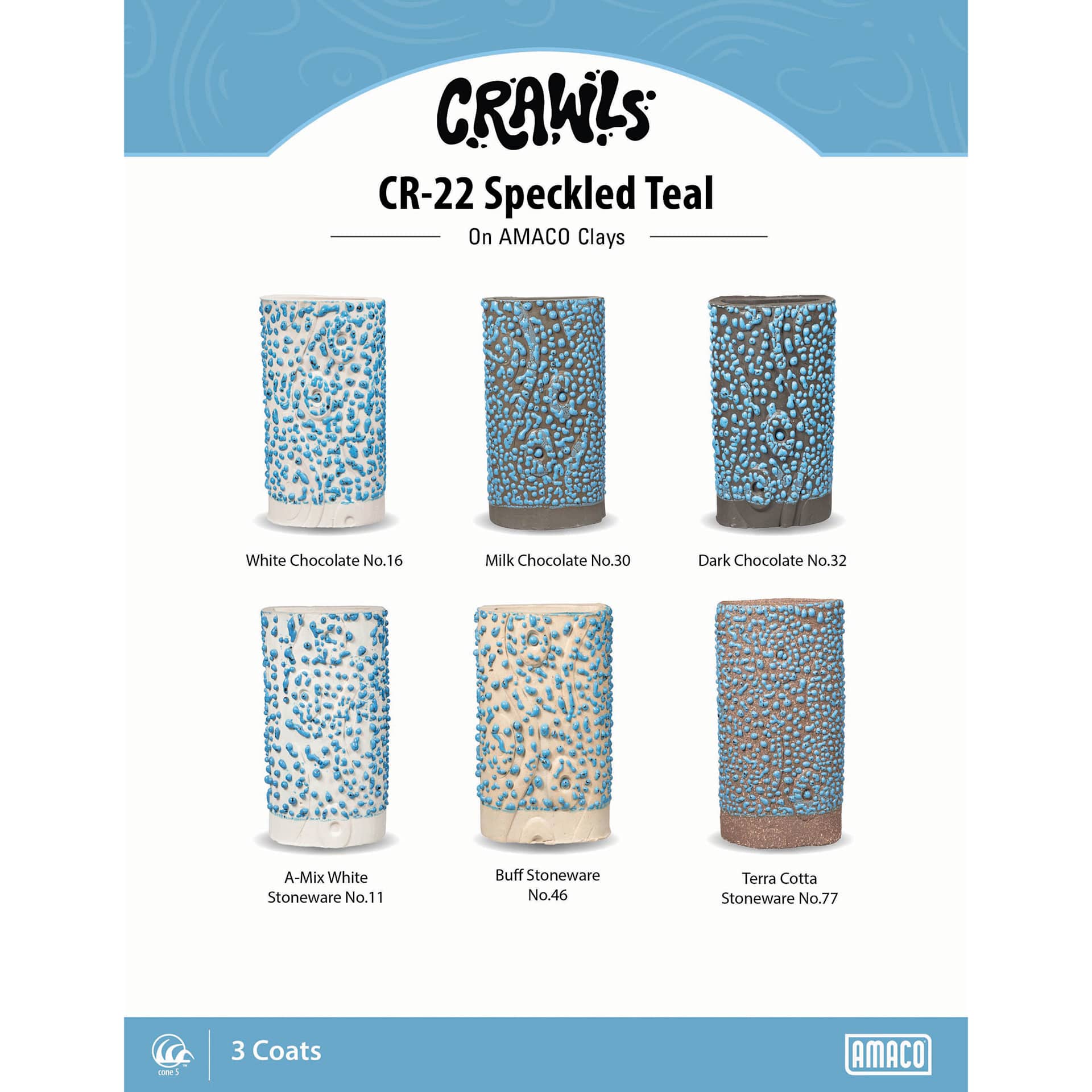 Amaco Crawls Glaze - CR-22 Speckled Teal, Pint clay comparison