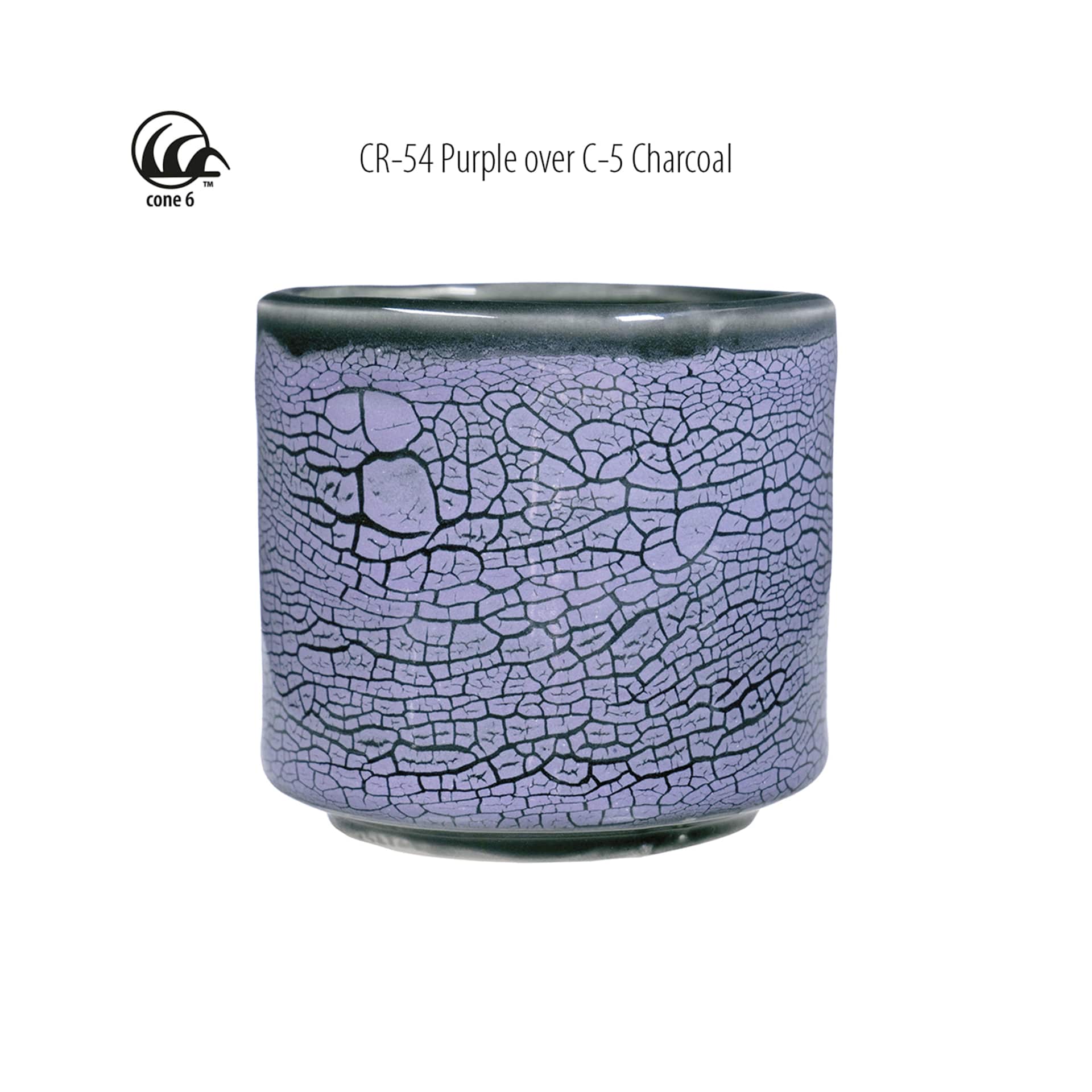 Cone 6 - CR-54 Purple over C-5 Charcoal