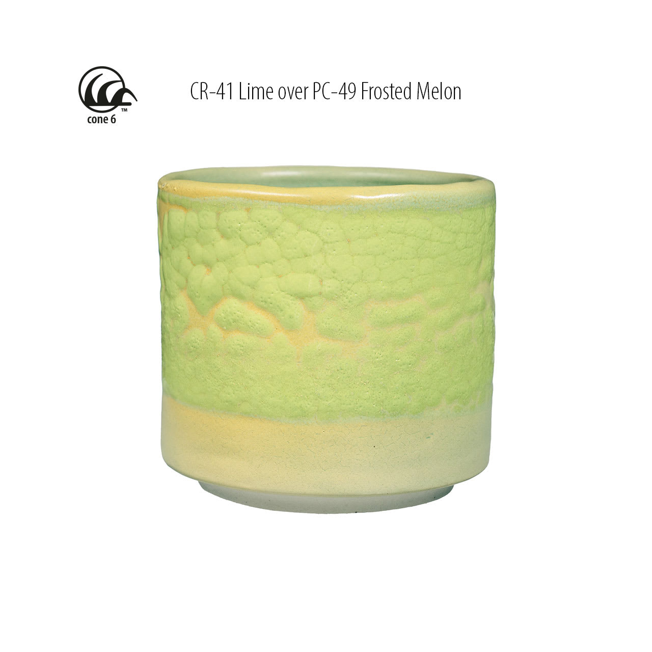 Cone 6 - CR-41 Lime over PC-49 Frosted Melon