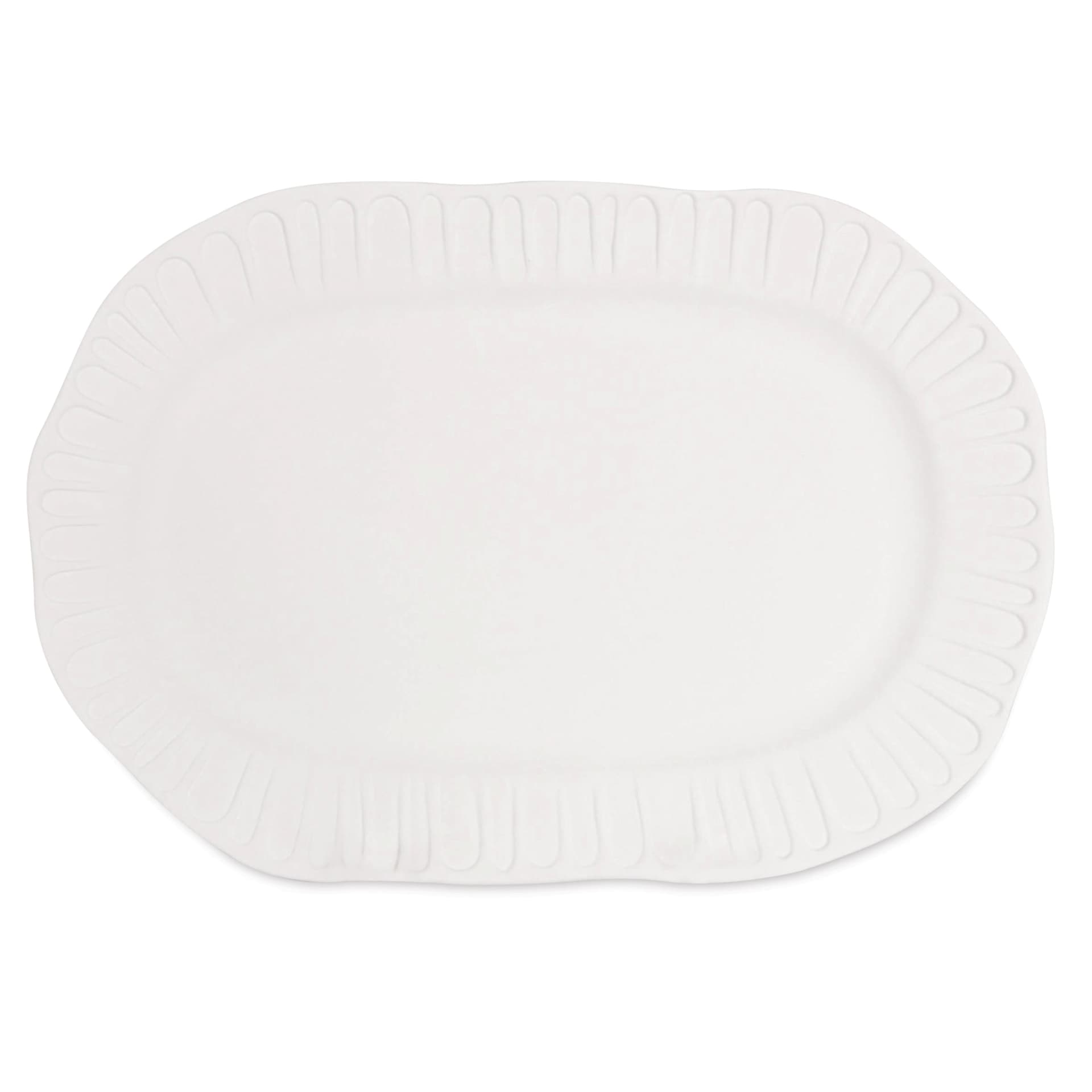 Mayco Stoneware Bisque Platter - Fluted Oval Platter