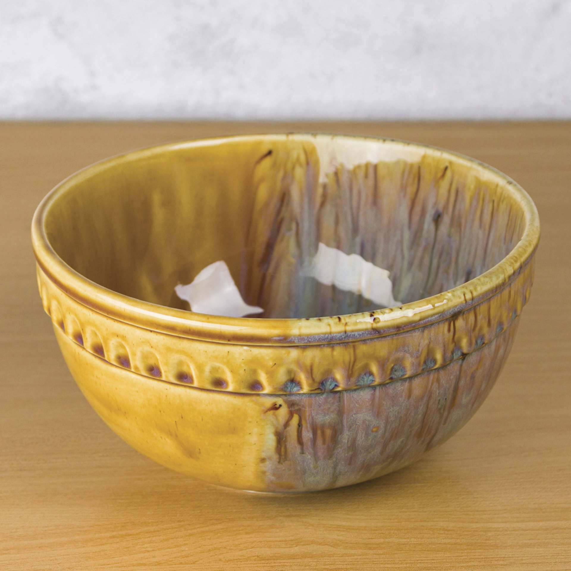 Mayco Stoneware Bisque Vintage Mixing Bowls - Medium Vintage Mixing Bowl finished product angled view
