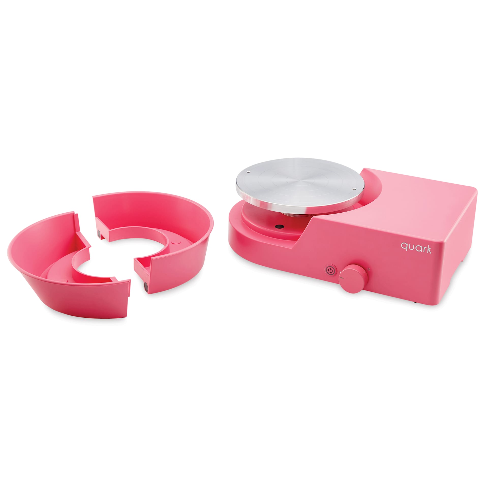 Quark S+ Potter’s Wheel - Pink, splash pan detached