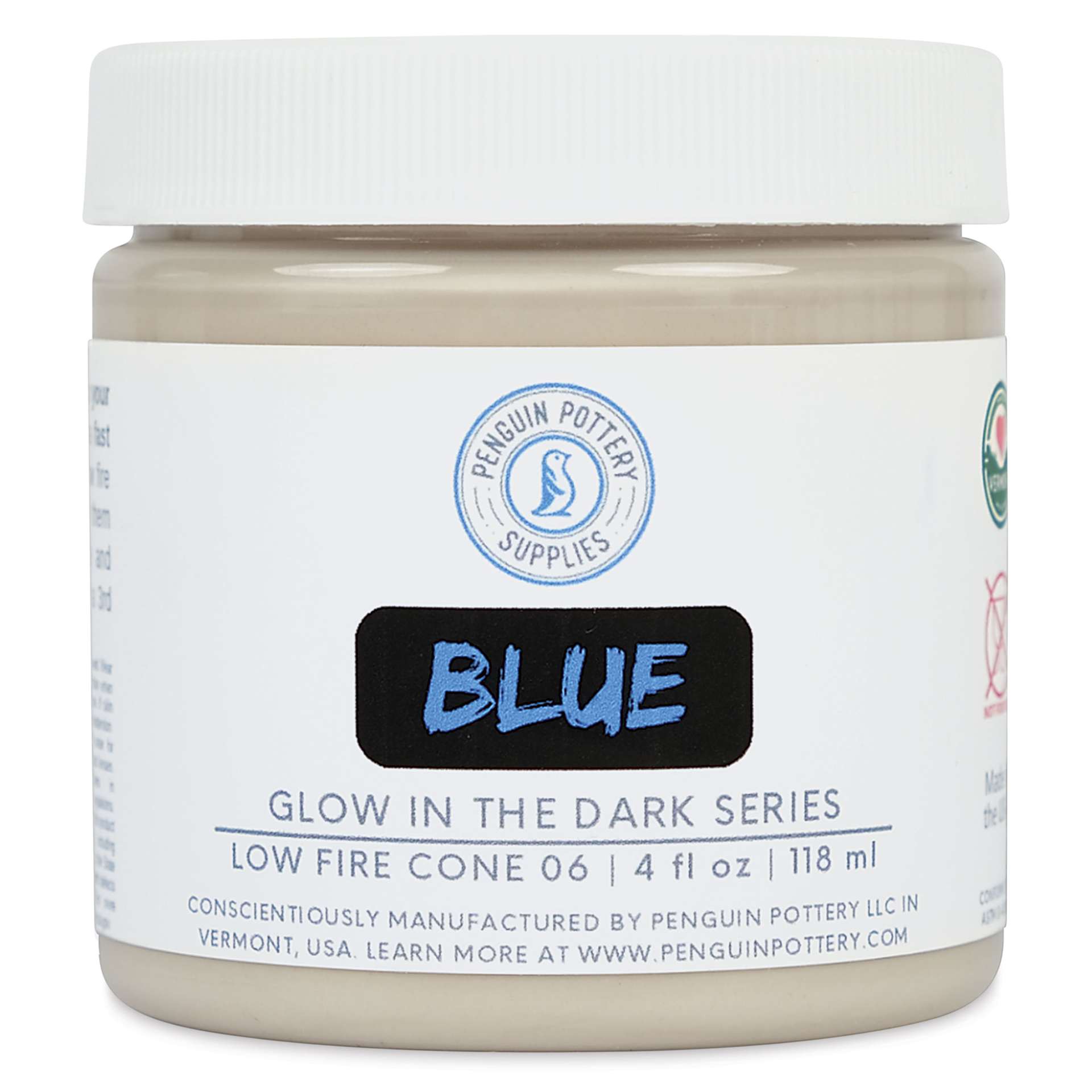 Penguin Pottery Glow in the Dark Glaze - Blue, 4 oz Jar