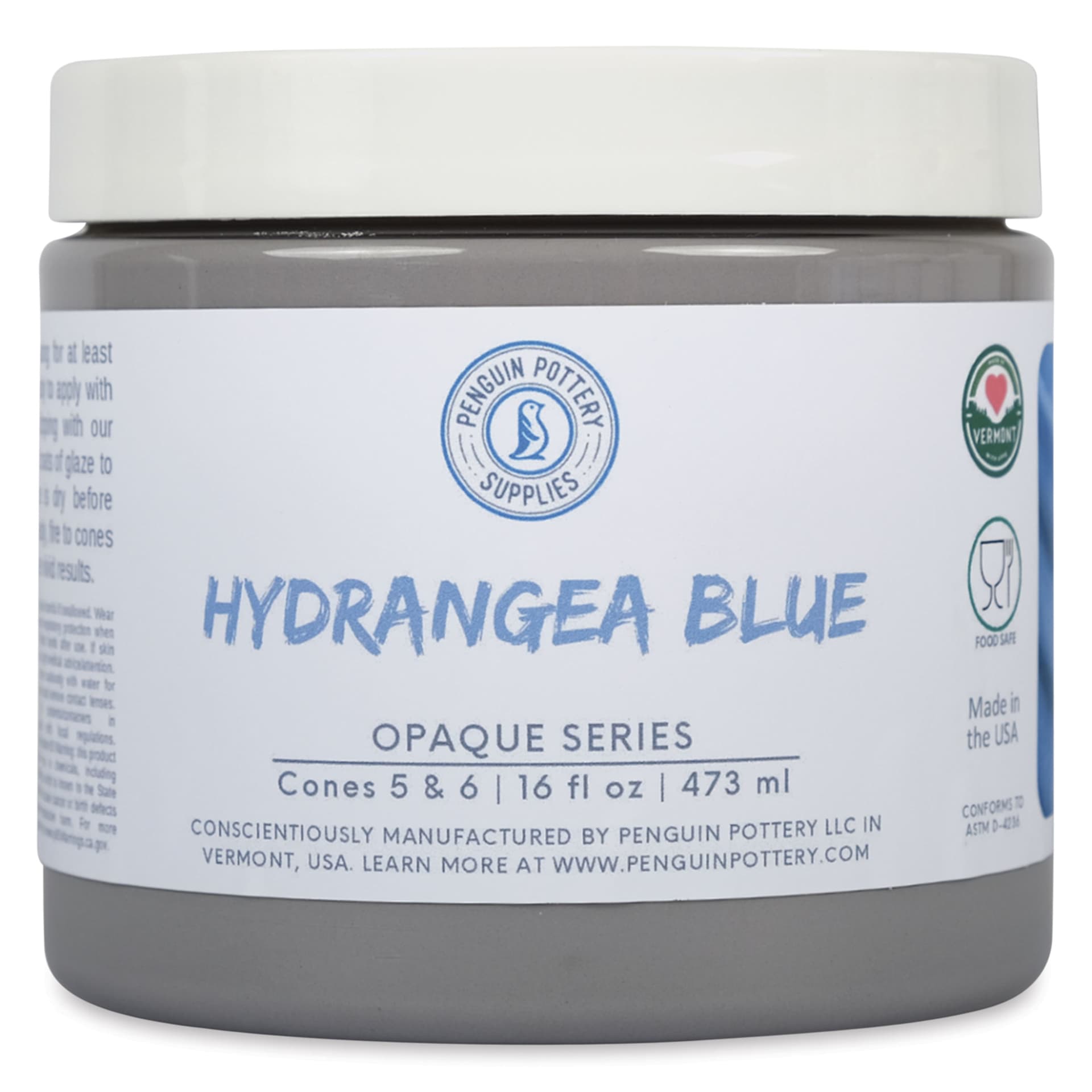 Penguin Pottery Opaque Series Mid-Fire Glaze - Hydrangea, 16 oz Jar