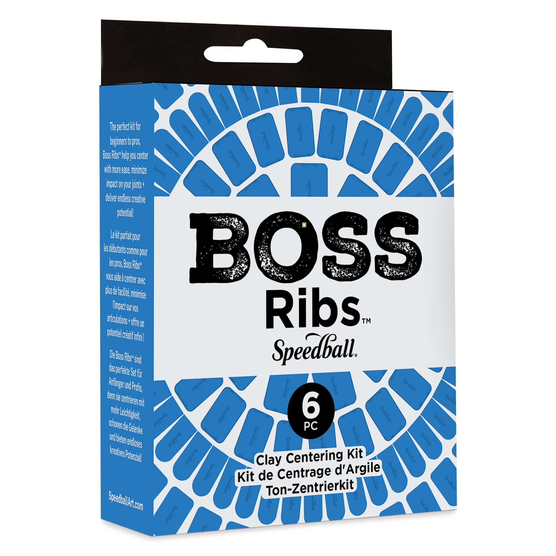 Speedball Boss Ribs Clay Centering Kit - Set of 6, Blue front of packaging